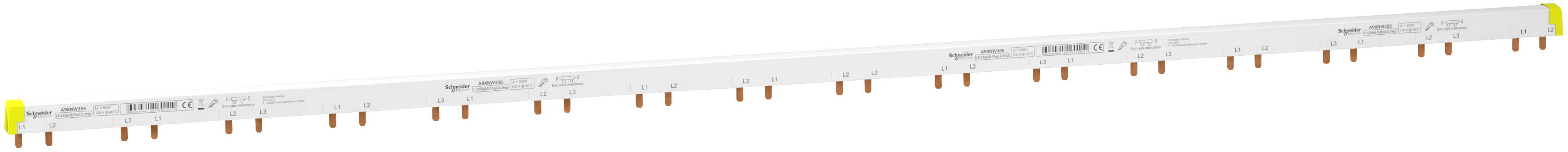 Schneider Electric - Samleskinne for 2 pol iC60 aut.sikr.m/vigimodul < 25A 3pol (L1-L2-Vigi, L3-L1-Vigi, L2-L3-Vigi),l=56mod
