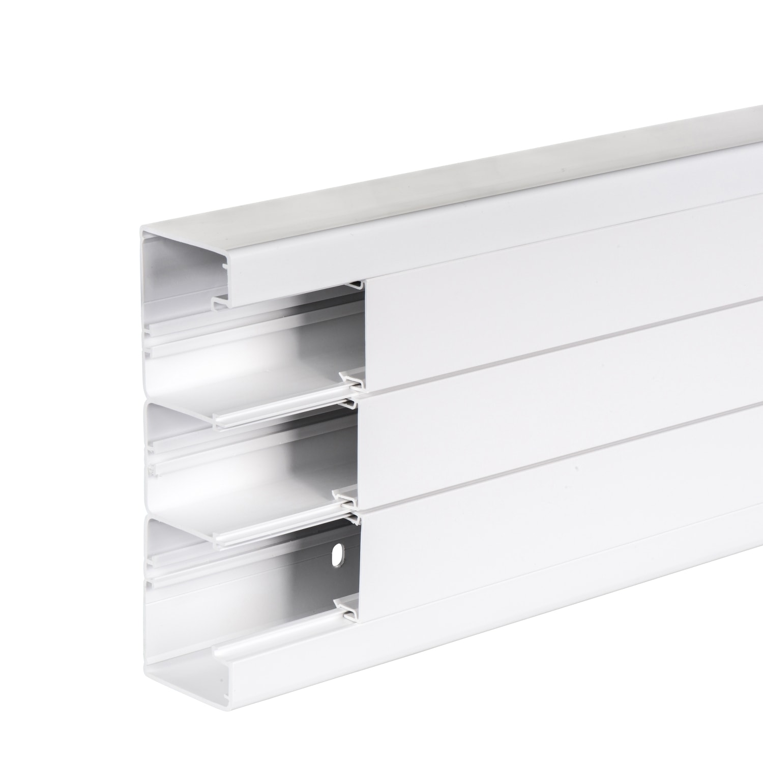 Schneider Electric - OptiLine 45 - 3rom kanalunderdel med front-PVC-hvit-45mm frontåpning-H185mm-kompatibel Ny Unica - 2m
