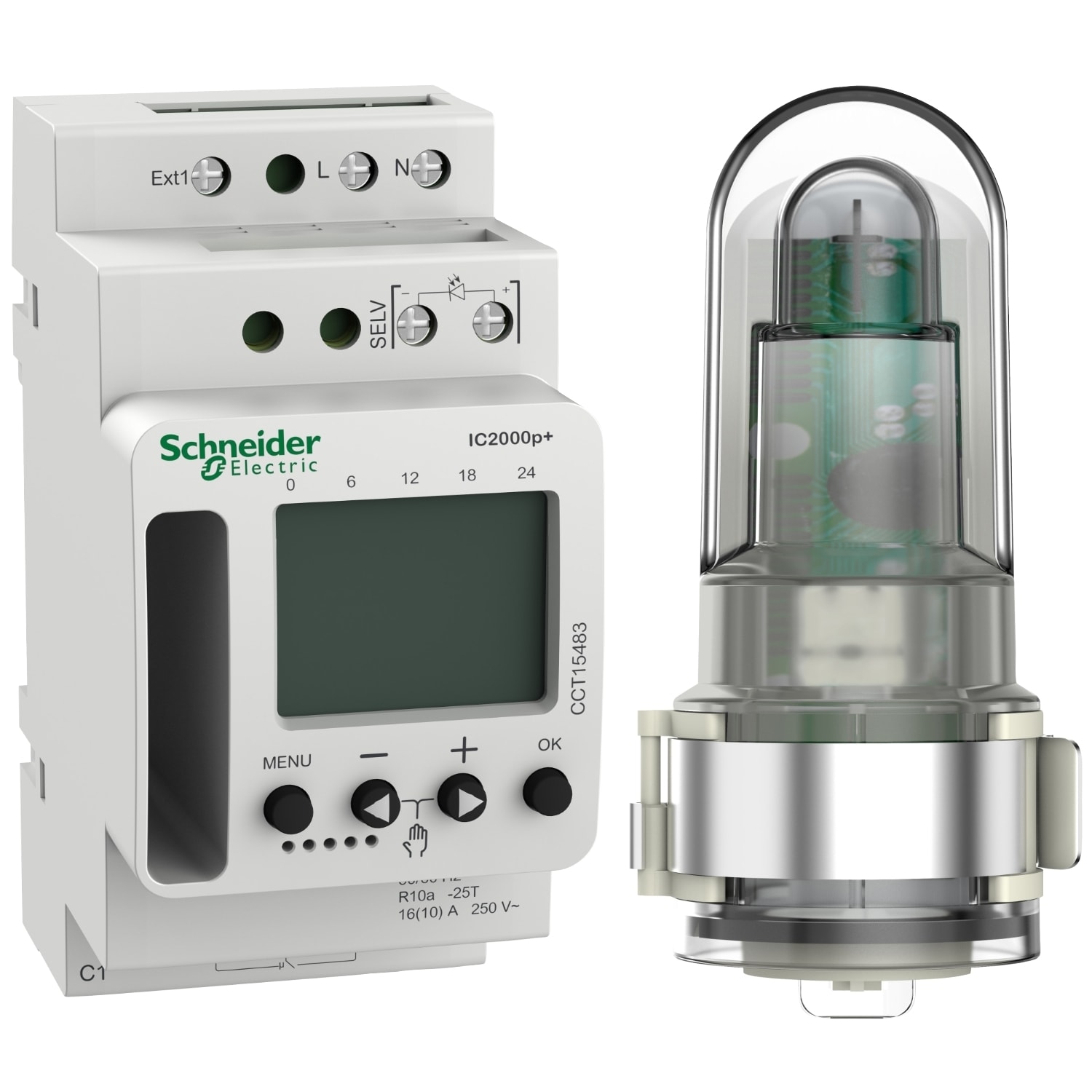 Schneider Electric - Acti 9 IC2000p+ (2 - 2000 lux) programmerbart skumringsrelè