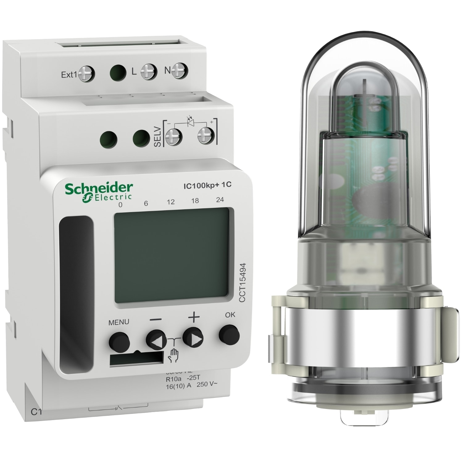 Schneider Electric - Acti 9 IC100kp+ 1C (1 - 99000 lux) SMART programmerbart skumringsrelè