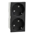 Schneider Electric - New Unica, 2 veis schuko uttak hurtigklemme, 2P+ Jord, 16A 250V, IP21D,antrasitt