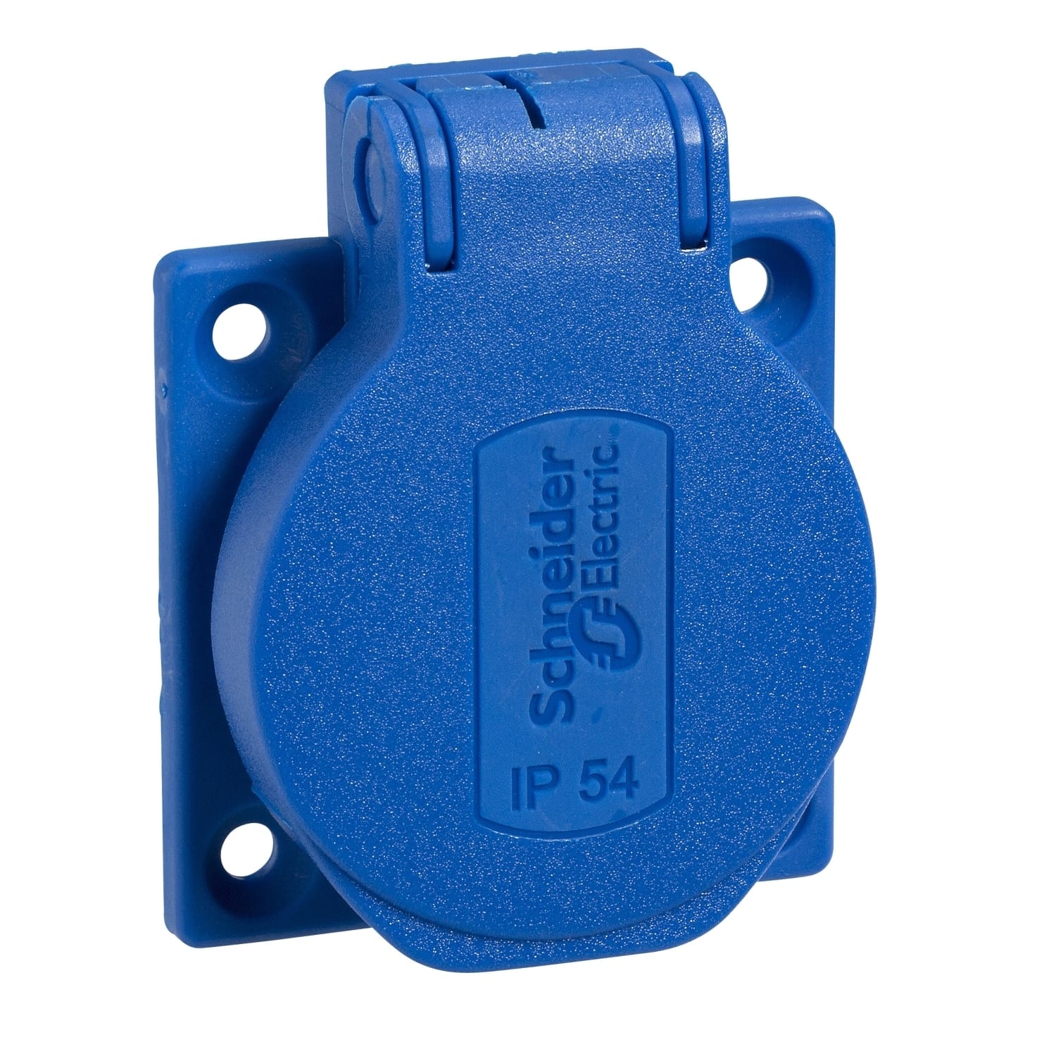 Schneider Electric - PratiKa stikkontakt - blå - 2P + E - 10/16 A - 250 V - tysk - IP54 - plan - bak