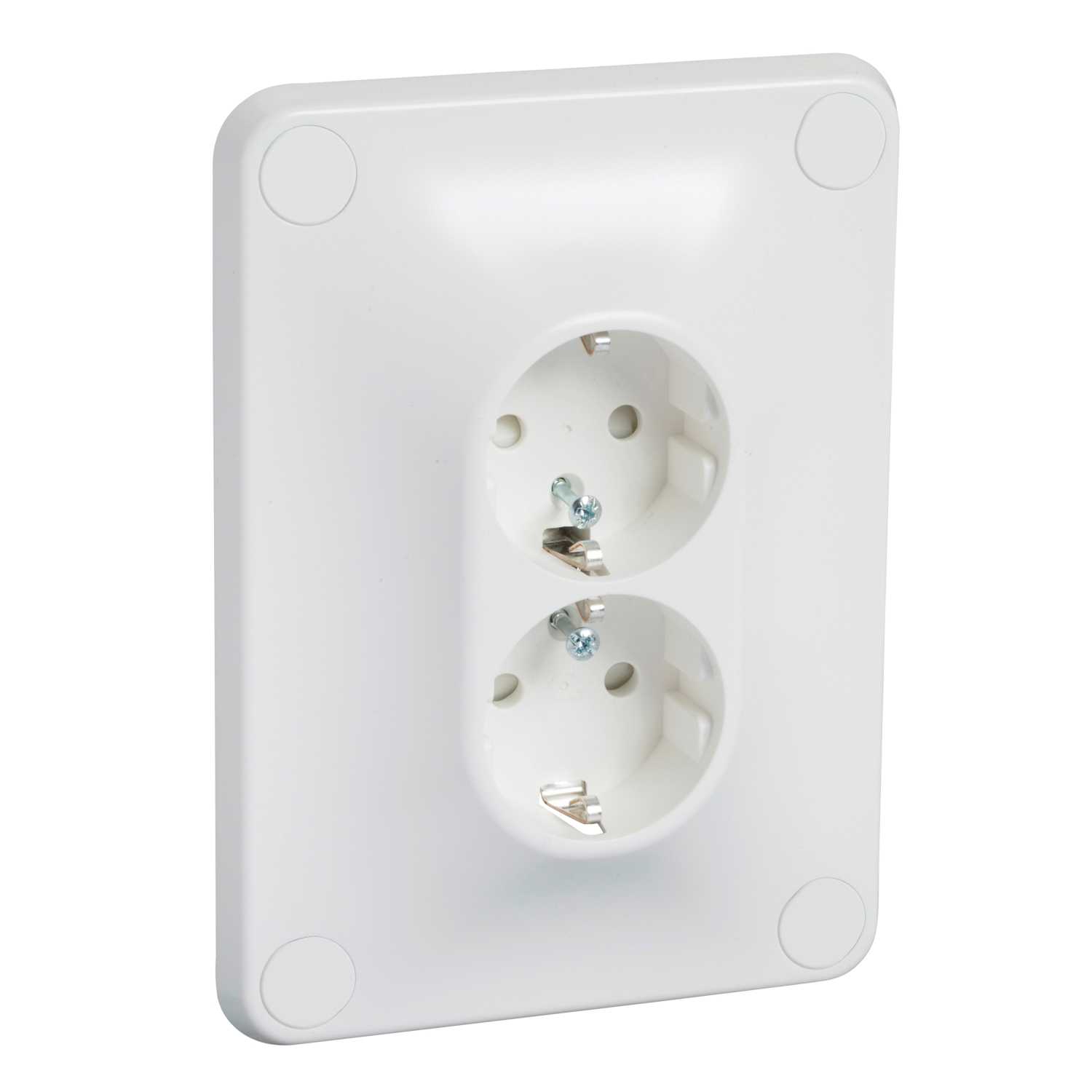 Schneider Electric - Robust - dobbel stikkontakt med barnevern og jord - Innfelt - Hvit