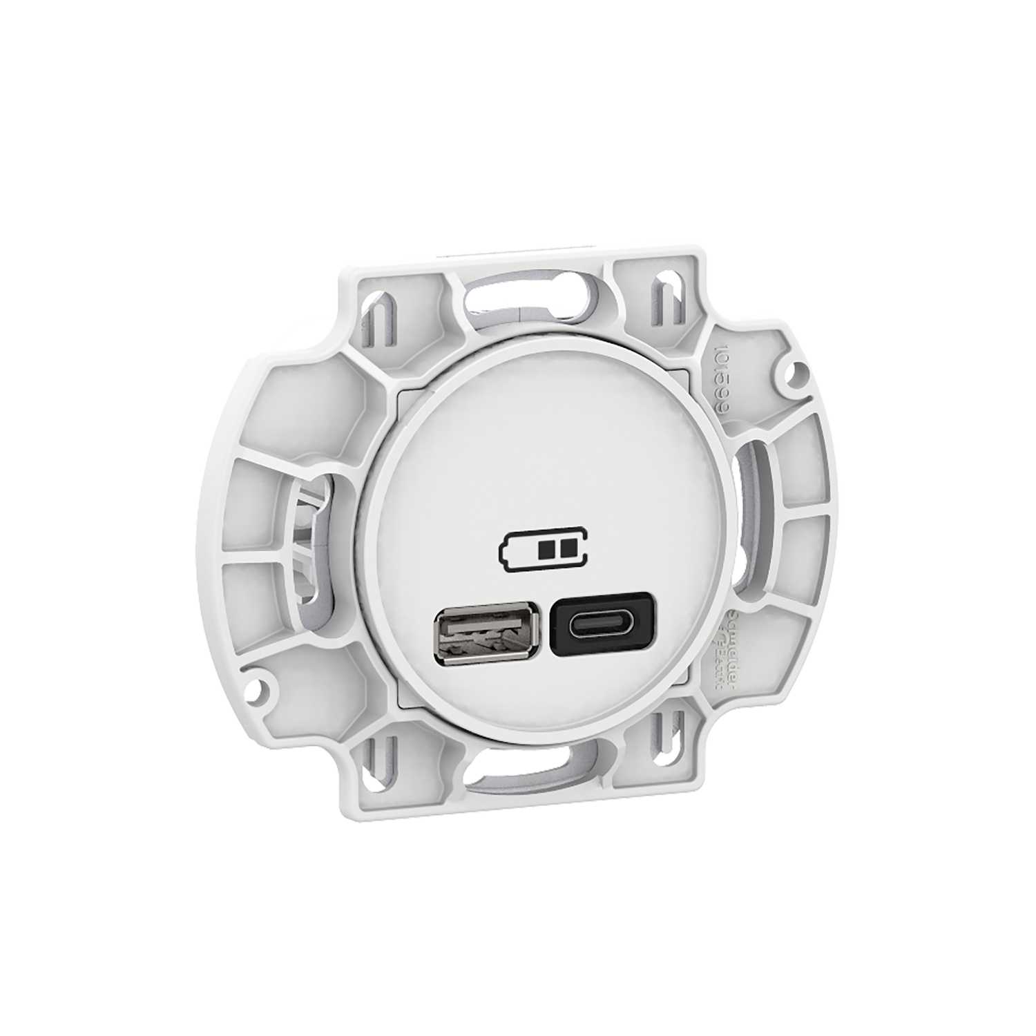 Schneider Electric - Robust USB A+C uttak 45W Hvit