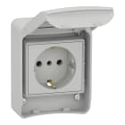 Schneider Electric - PratiKa stikkontakt - grå - 2P + E - 10/16 A - 250 V - tysk - IP65 - påvegg