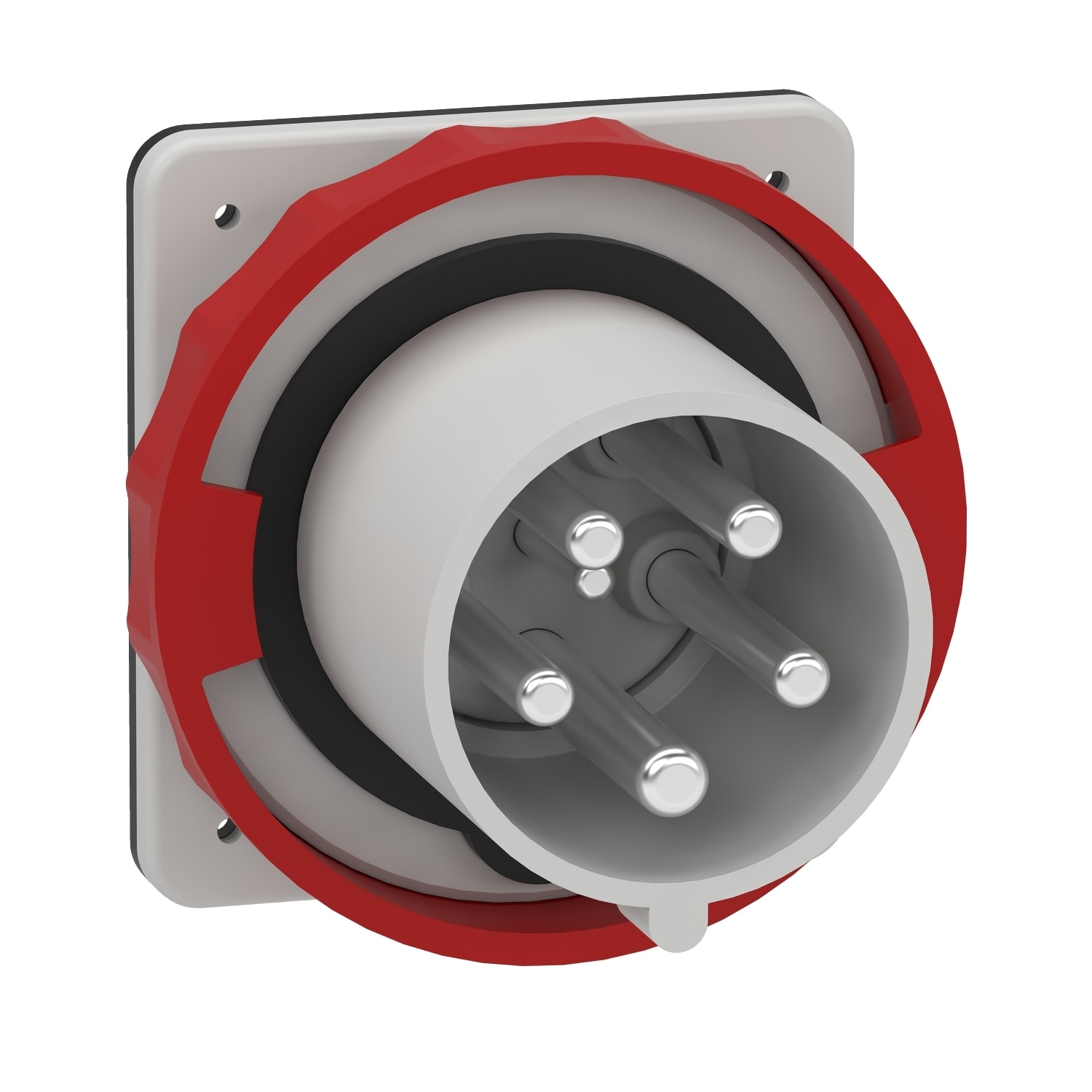 Schneider Electric - PratiKa veggmont.inntak - rett - 63A - 3P + N + E - 380..415 V AC - IP67 - panel