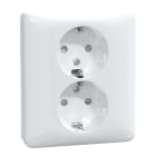 Schneider Electric - Exxact dobbel stikk med jord, barnevern og ramme, hurtigklemme, innfelt montering, 16A, IP21 hvit