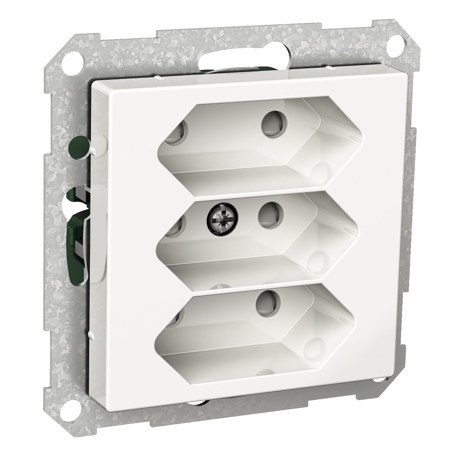 Schneider Electric - Exxact trippel stikkontakt 3xEuro skruklemme hvit