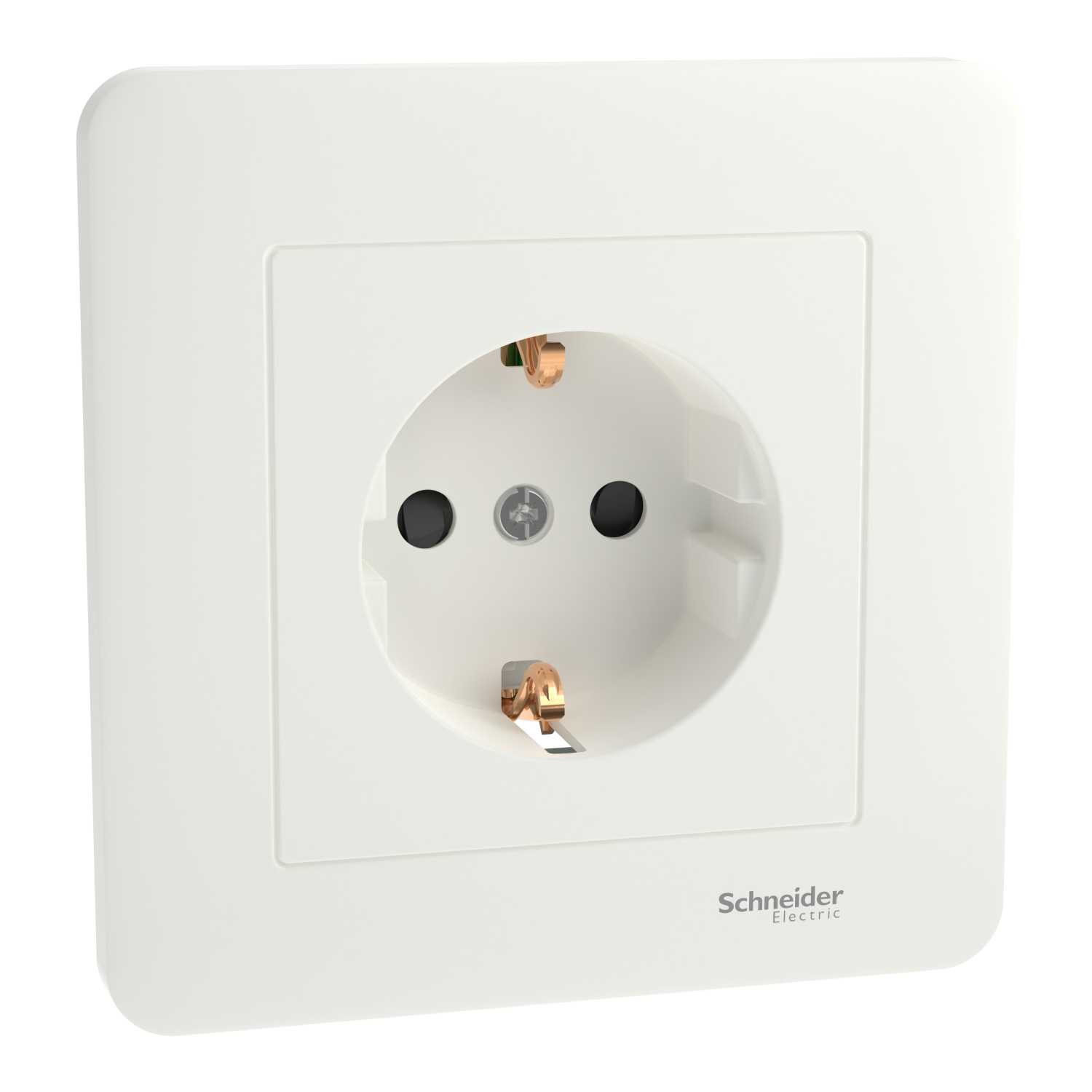Schneider Electric - Exxact Enkel stikk med jord, barnevern og ramme. Fjærklemmer - kun hel forpakning