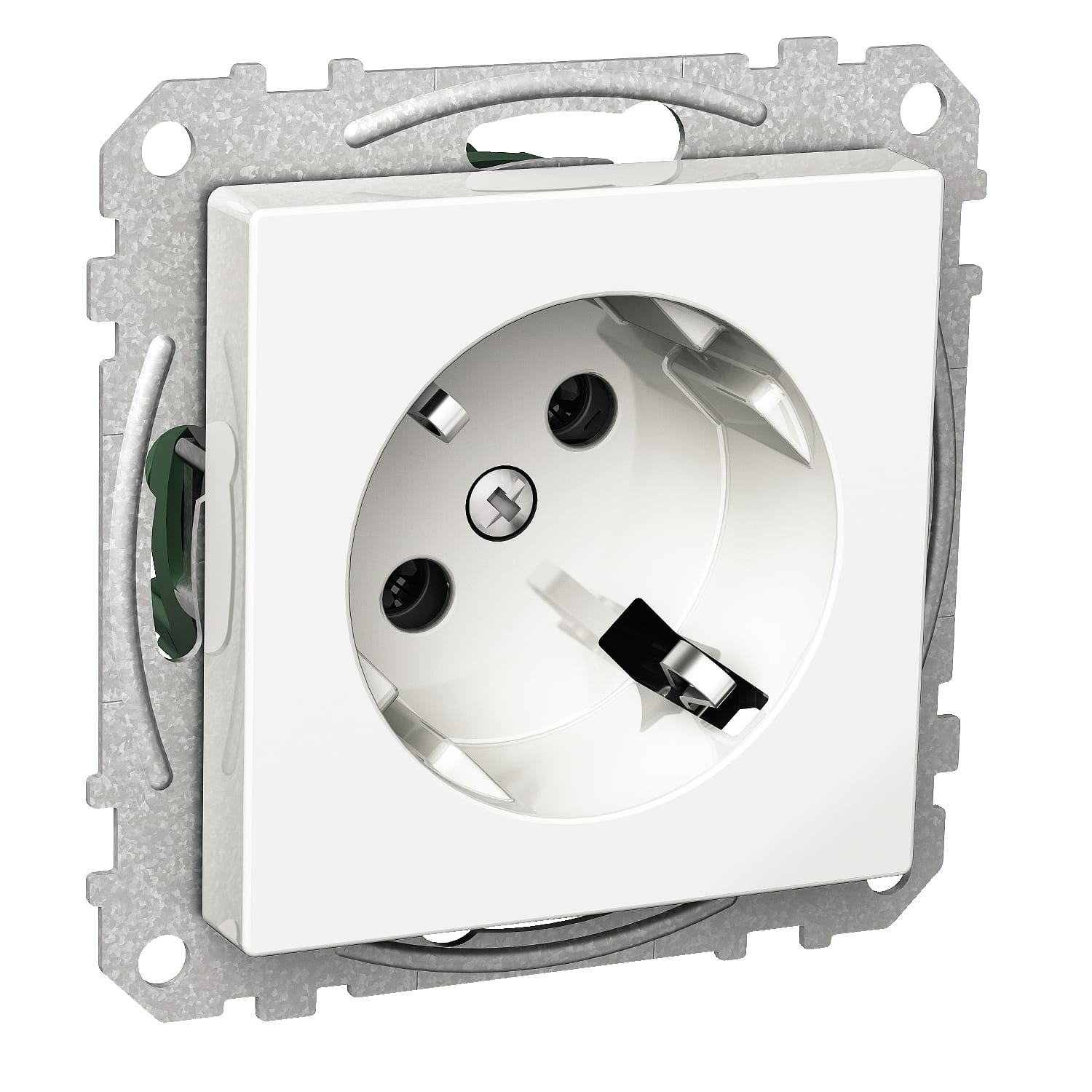 Schneider Electric - Exxact enkel stikkontakt vridd 45° skruklemme hvit