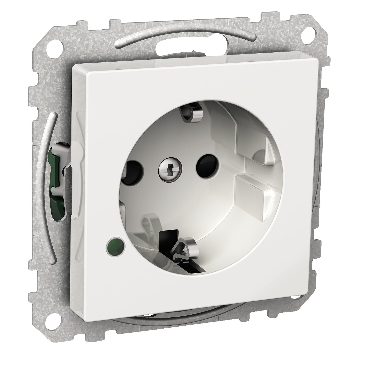 Schneider Electric - Exxact enkel stikkontakt med LED-lys med jord skruklemme hvit
