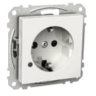 Schneider Electric - Exxact enkel stikkontakt med LED-lys med jord skruklemme hvit
