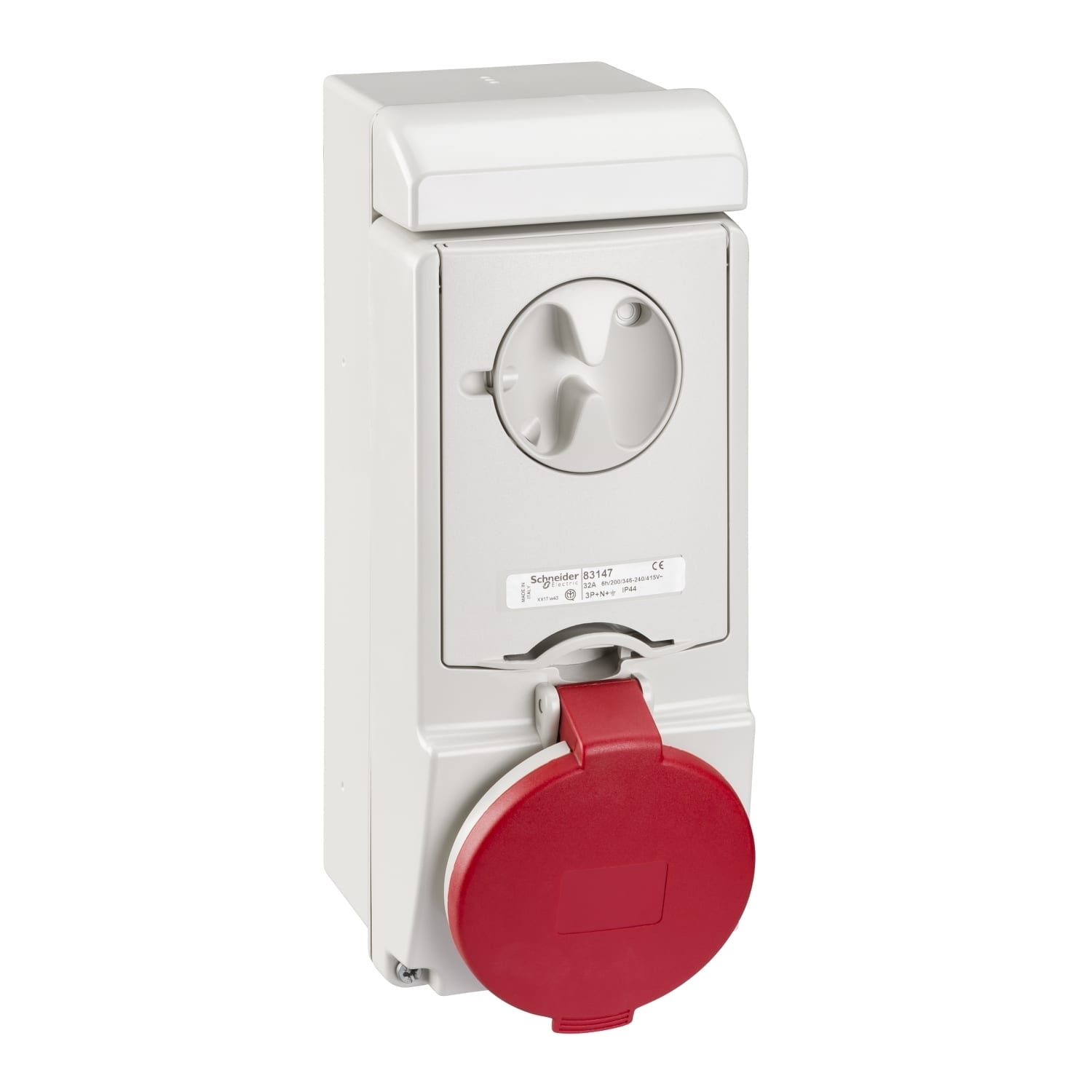 Schneider Electric - Unika stikk - 32 A - 3P + N + E - 380...415 V AC - IP44 - vegg
