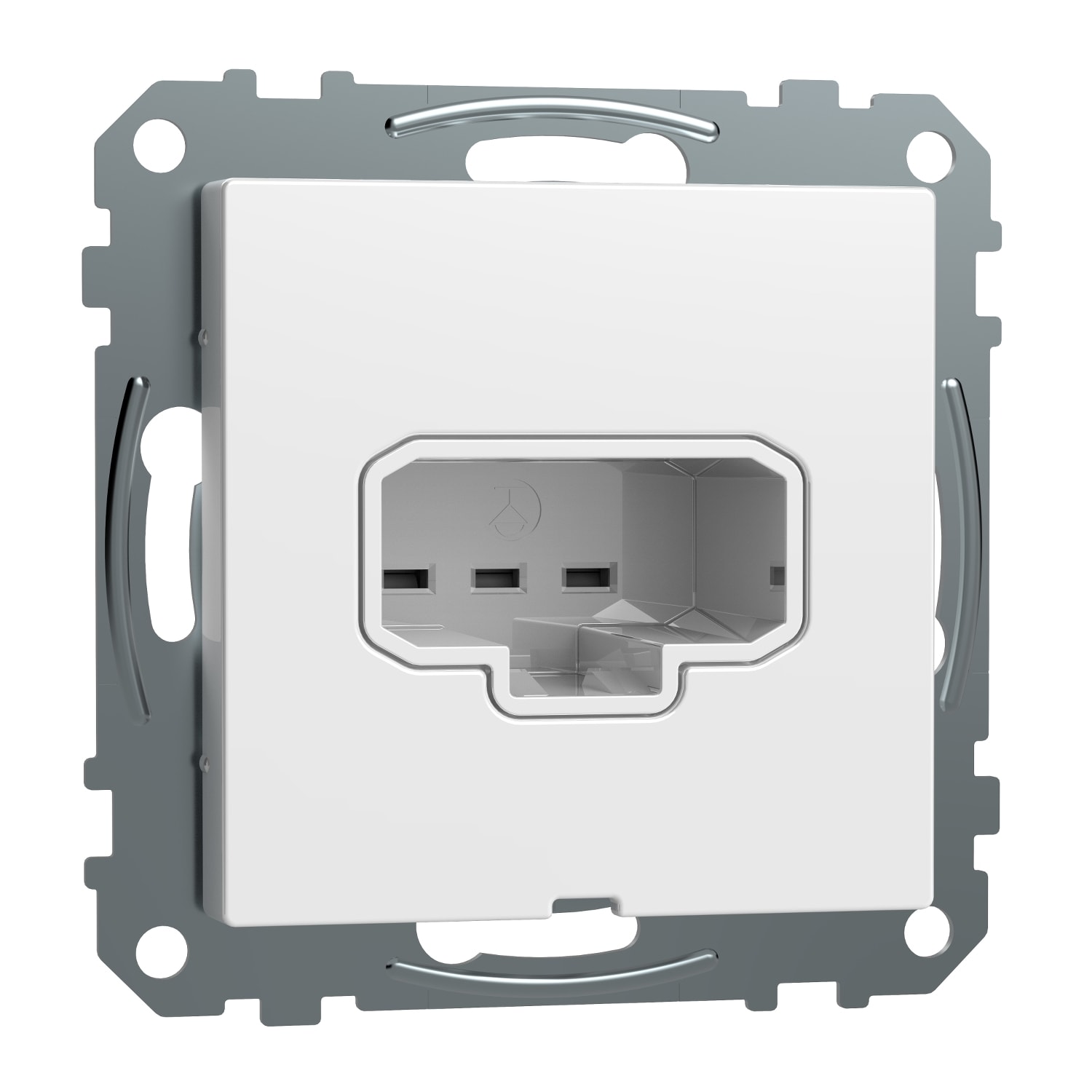 Schneider Electric - Exxact DCL innfelt lampeuttak - vegg med senterplate - fjærkl. - jordet - hvit
