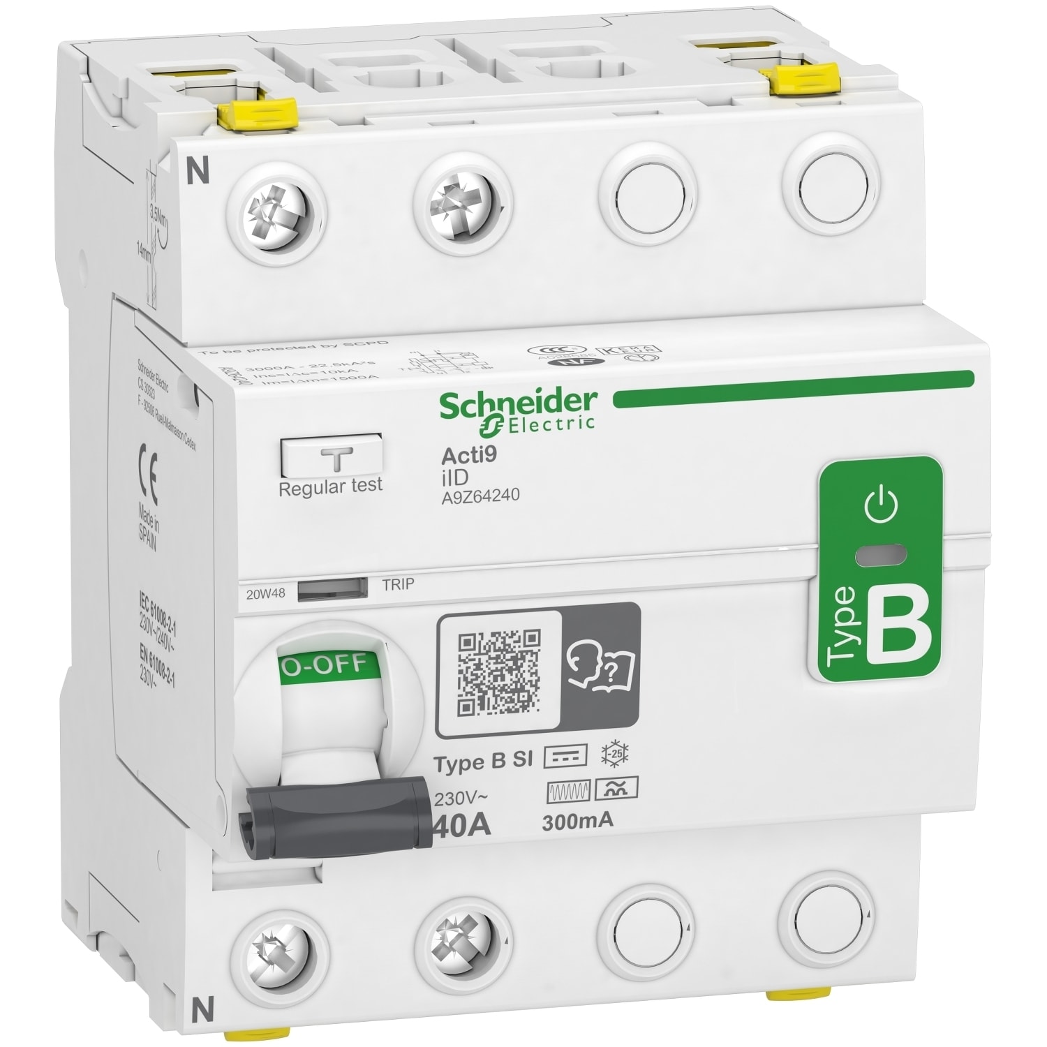 Schneider Electric - Jordfeilbryter Acti9 iID 2P 40A 300mA B-SI RCCB