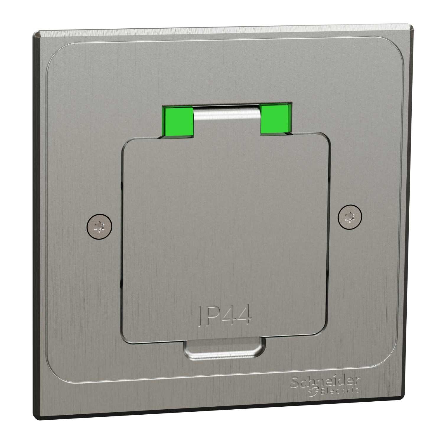 Schneider Electric - Gulvuttak XS  Metall Ett uttak stikkontakt firkantet