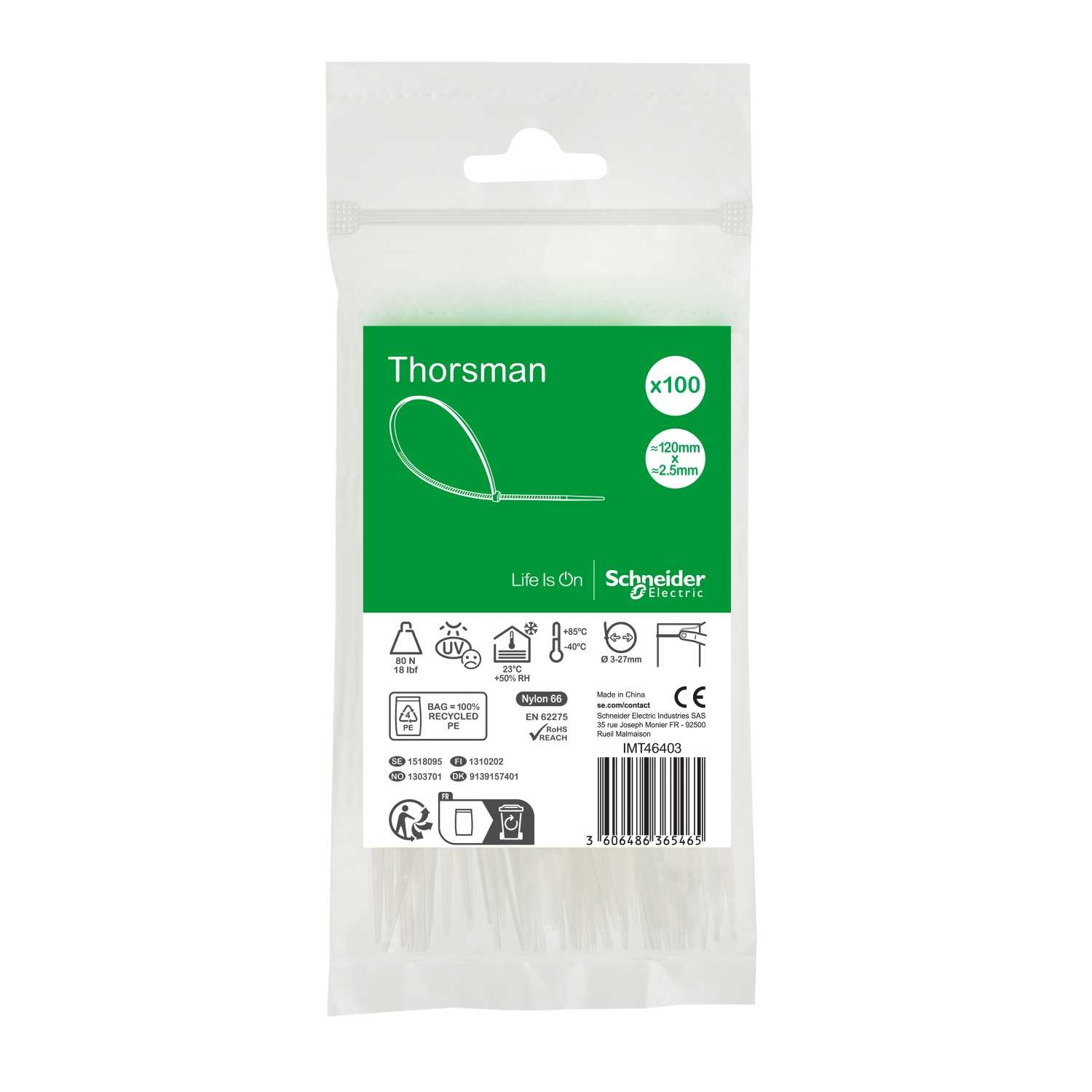 Schneider Electric - Strips natur 120x2,5 100 stk