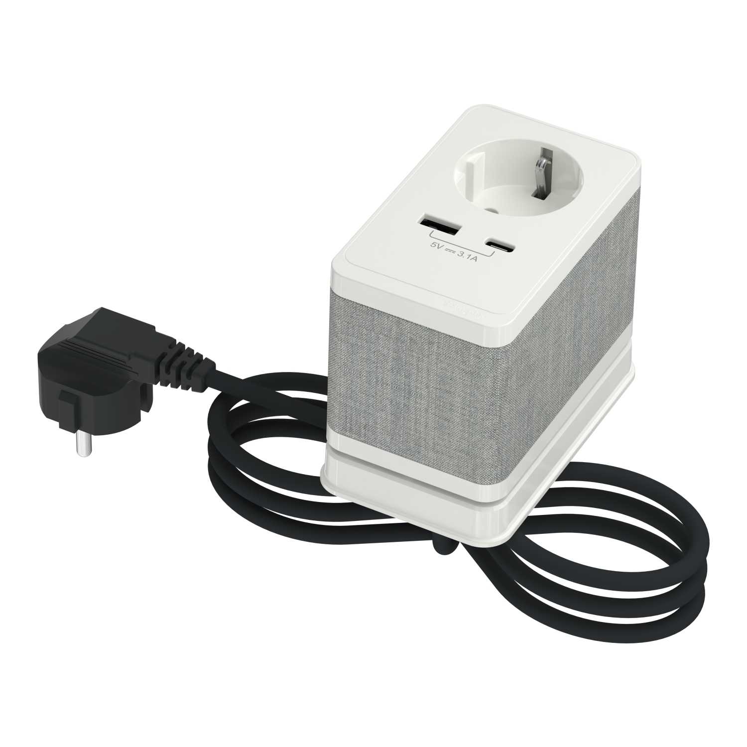 Schneider Electric - Bordenhet S - 1 enkel stikkontakt med USB A og C - Hvitt