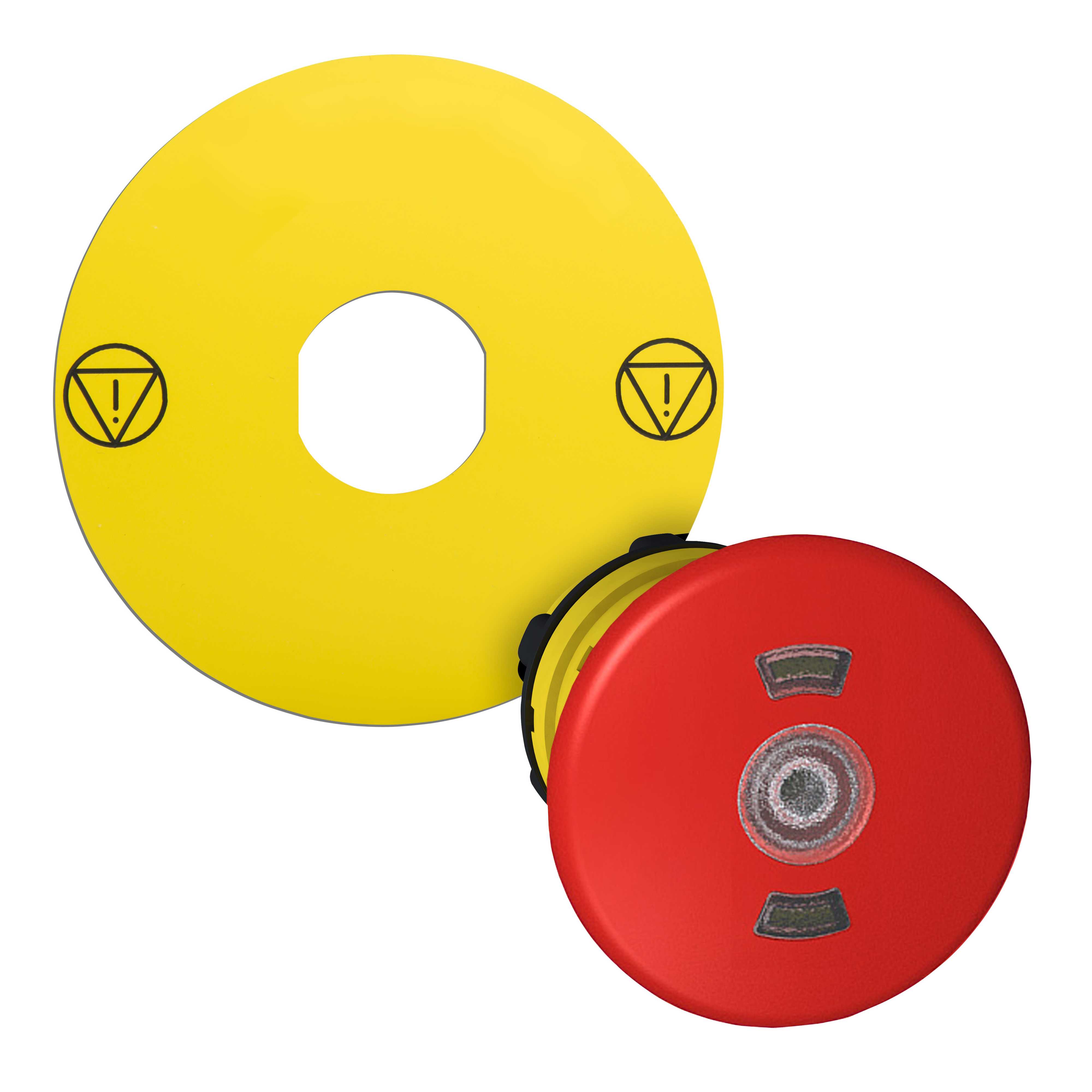 Schneider Electric - Nødstopphode i plast med Ø40 mm sopp, tryk/trekk for LED med skilt Ø60 uten opmerking