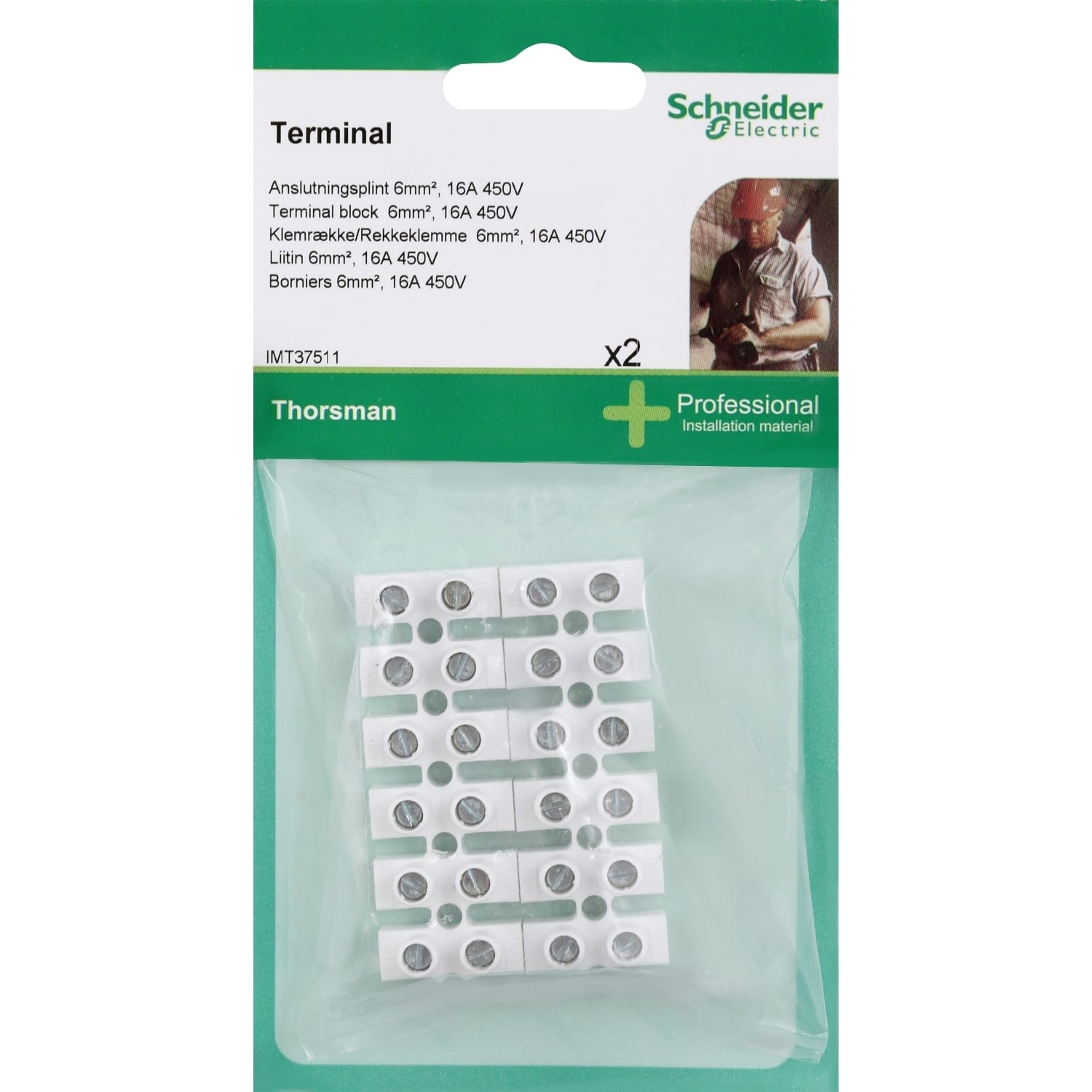 Schneider Electric - Terminal block 6mm DIY 2 pack