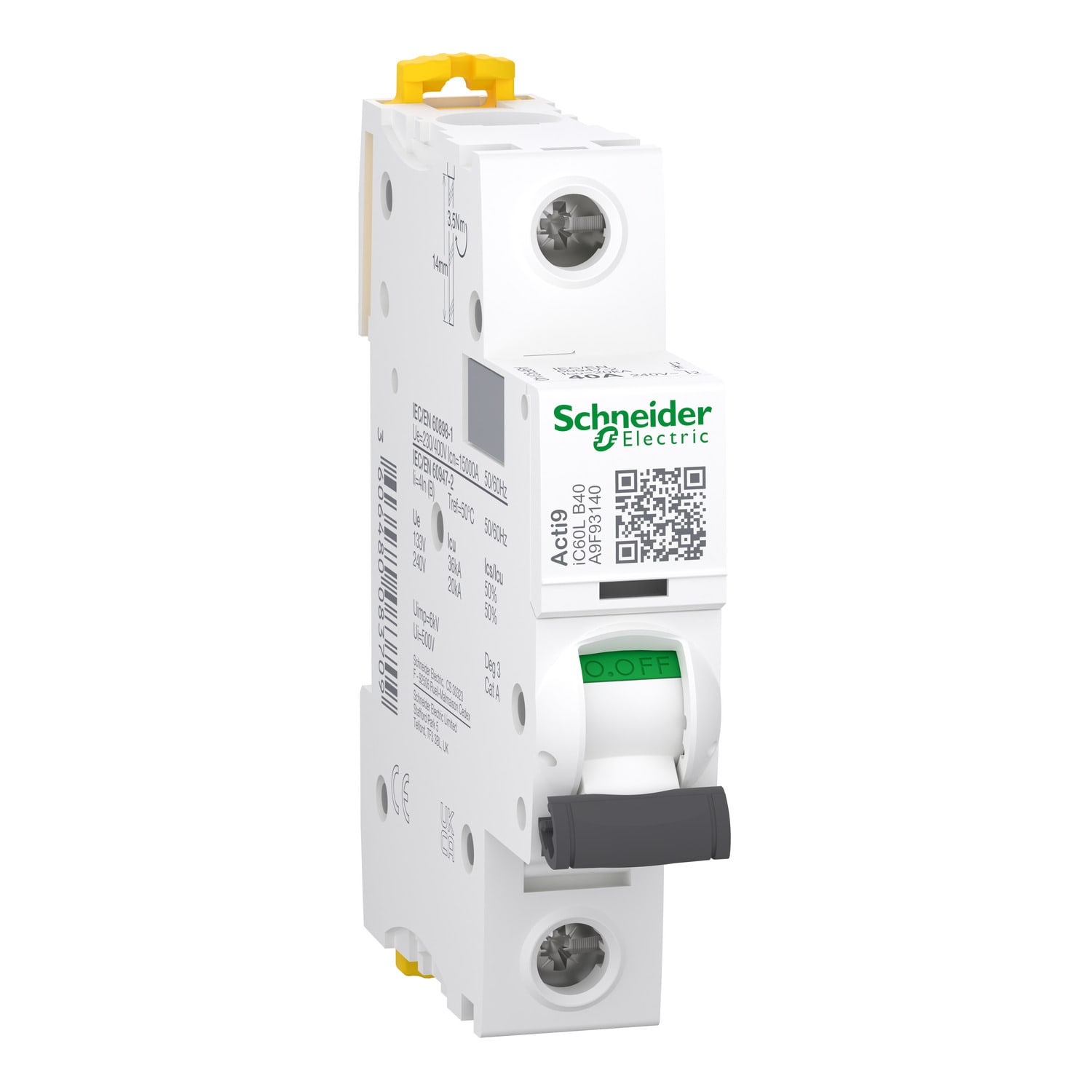 Schneider Electric - iC60L - Automatsikring - 1P - 40A - B-kurve - I2=1,3