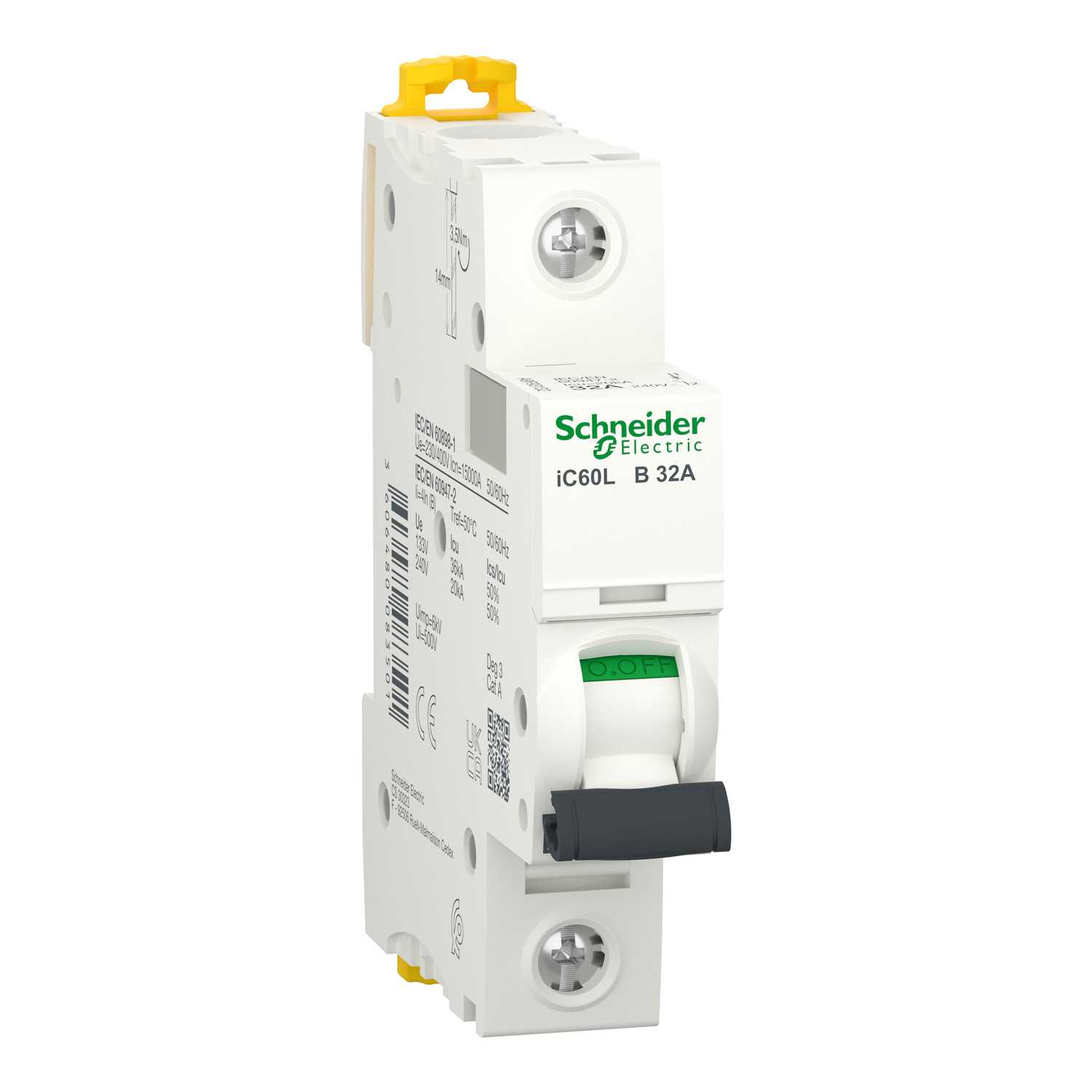 Schneider Electric - iC60L - Automatsikring - 1P - 32A - B-kurve - I2=1,3