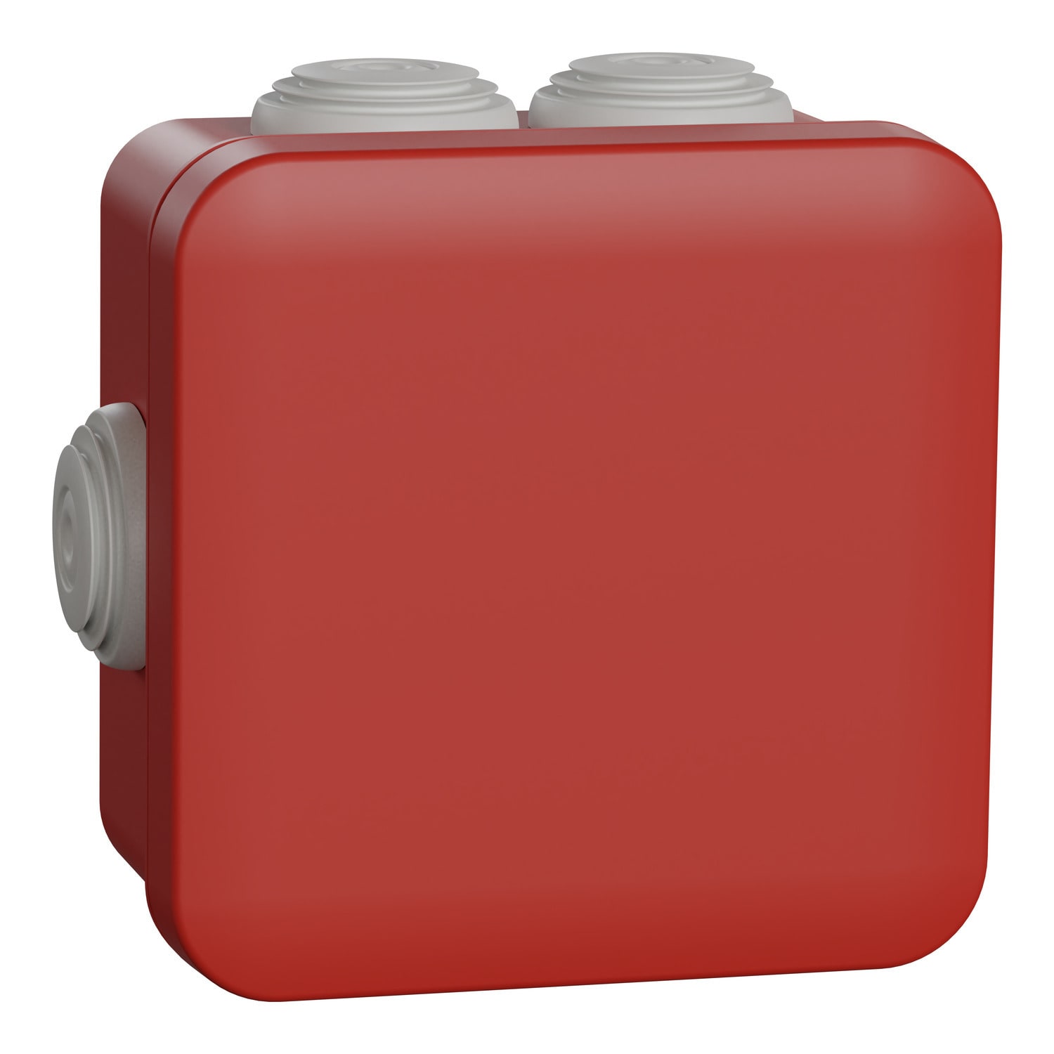 Schneider Electric - Koblingsboks, brannboks, Mureva, klikklokk, 7 kabelinnføringer, påvegg, IP55, 80x80x45mm, Rød