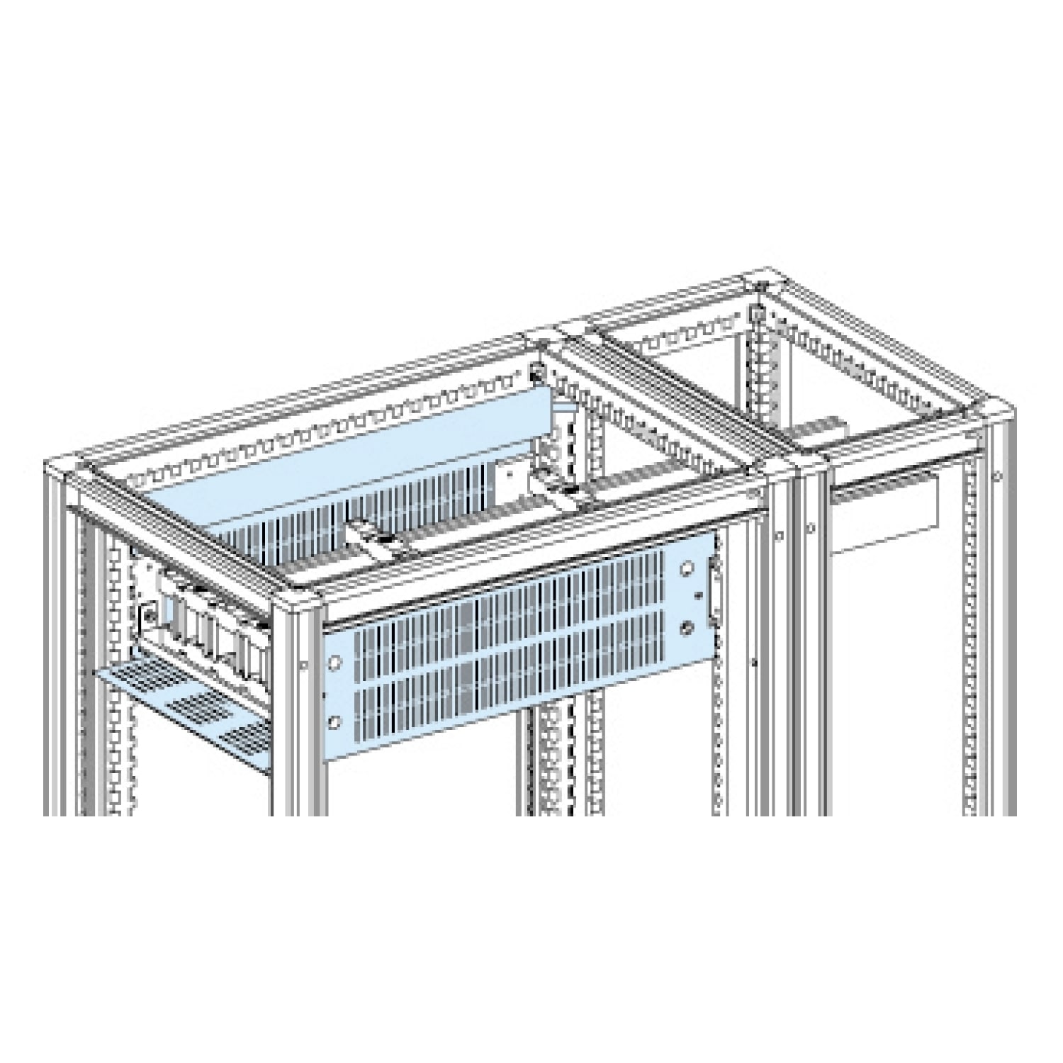 Schneider Electric - Form 2-Front og bakside skille-horisontal-PrismaSeT 6300-H=3moduler for B700mm D500mm