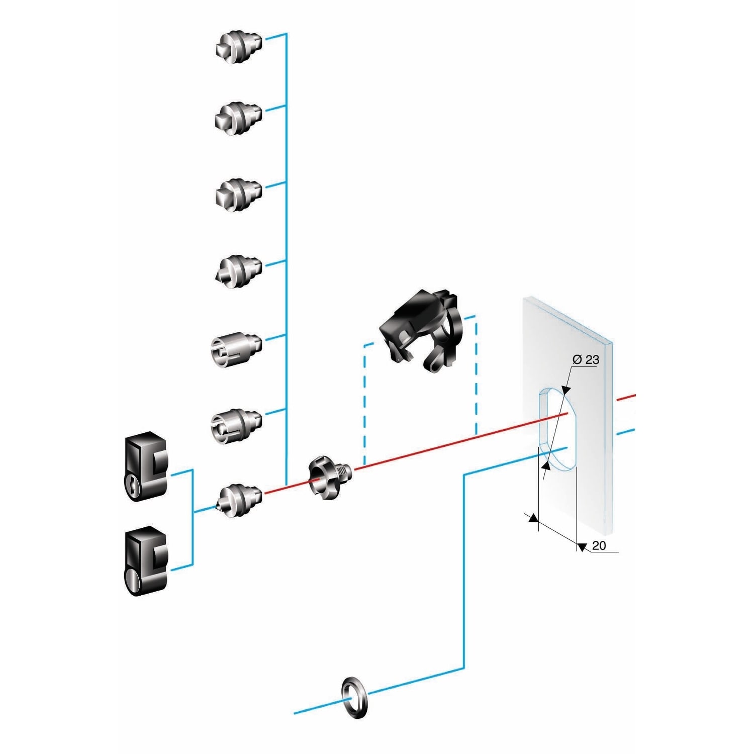 Schneider Electric - NSYTDB5PLA PINNELÅSINNSATS DOBBELBAR