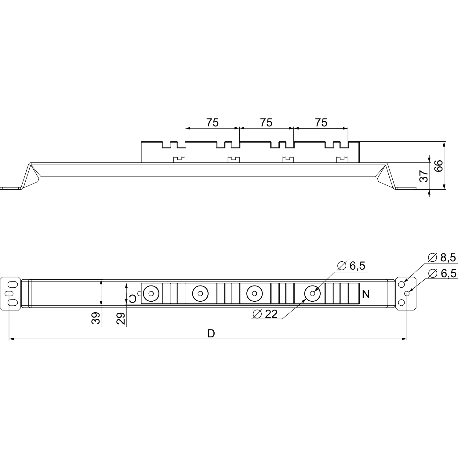 Schneider Electric - NSYAS600 FORANKRING INNTAKSKINNE L=600