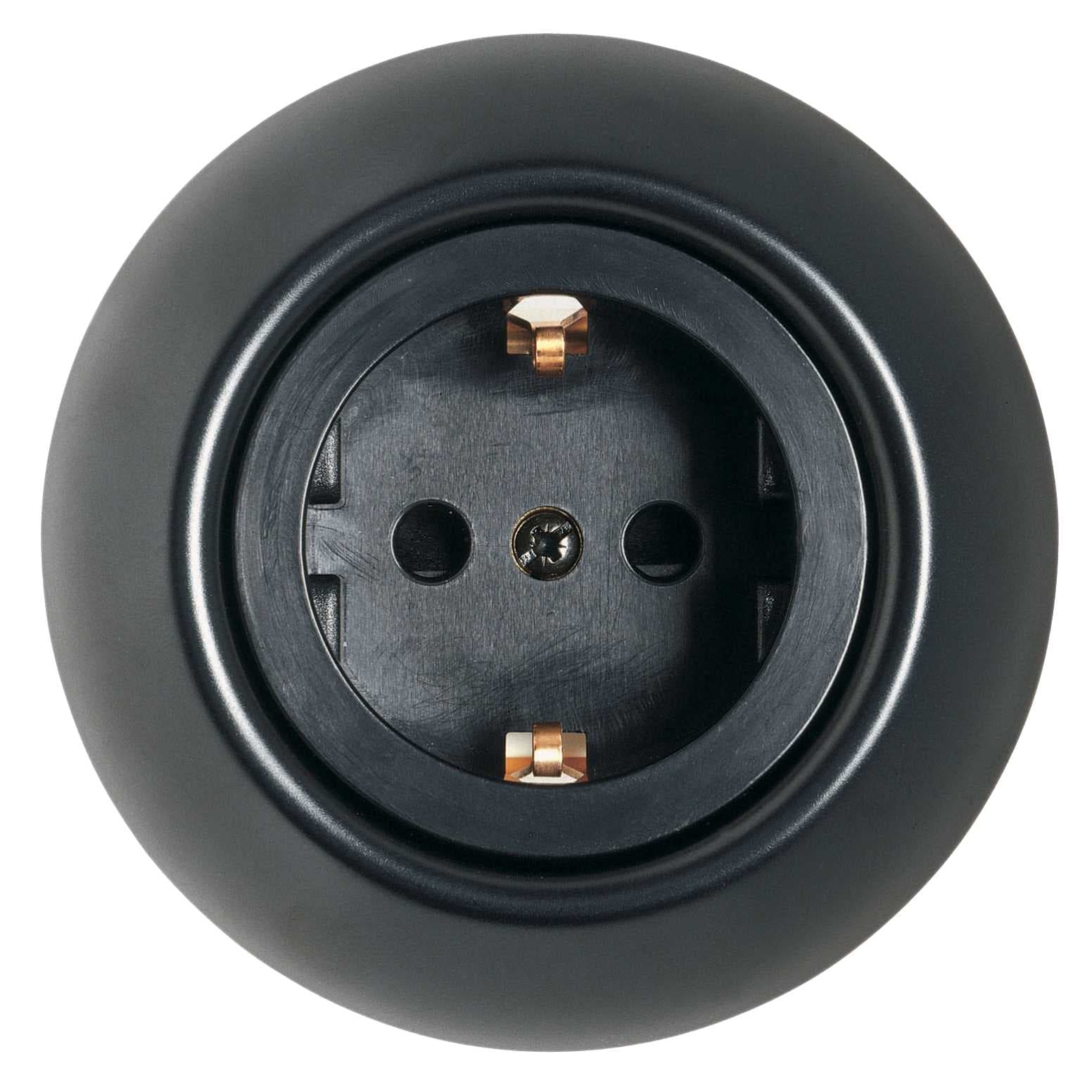 Schneider Electric - Renova - singel stikk - 2-fas + jord - 16A - 250 V AC - Sort