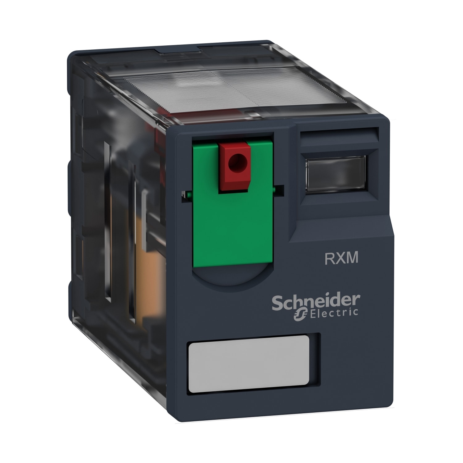 Schneider Electric - Miniatyrpluggrelé 4CO 6A 230VAC med synlig mekanisk indikator & låsbar testknapp