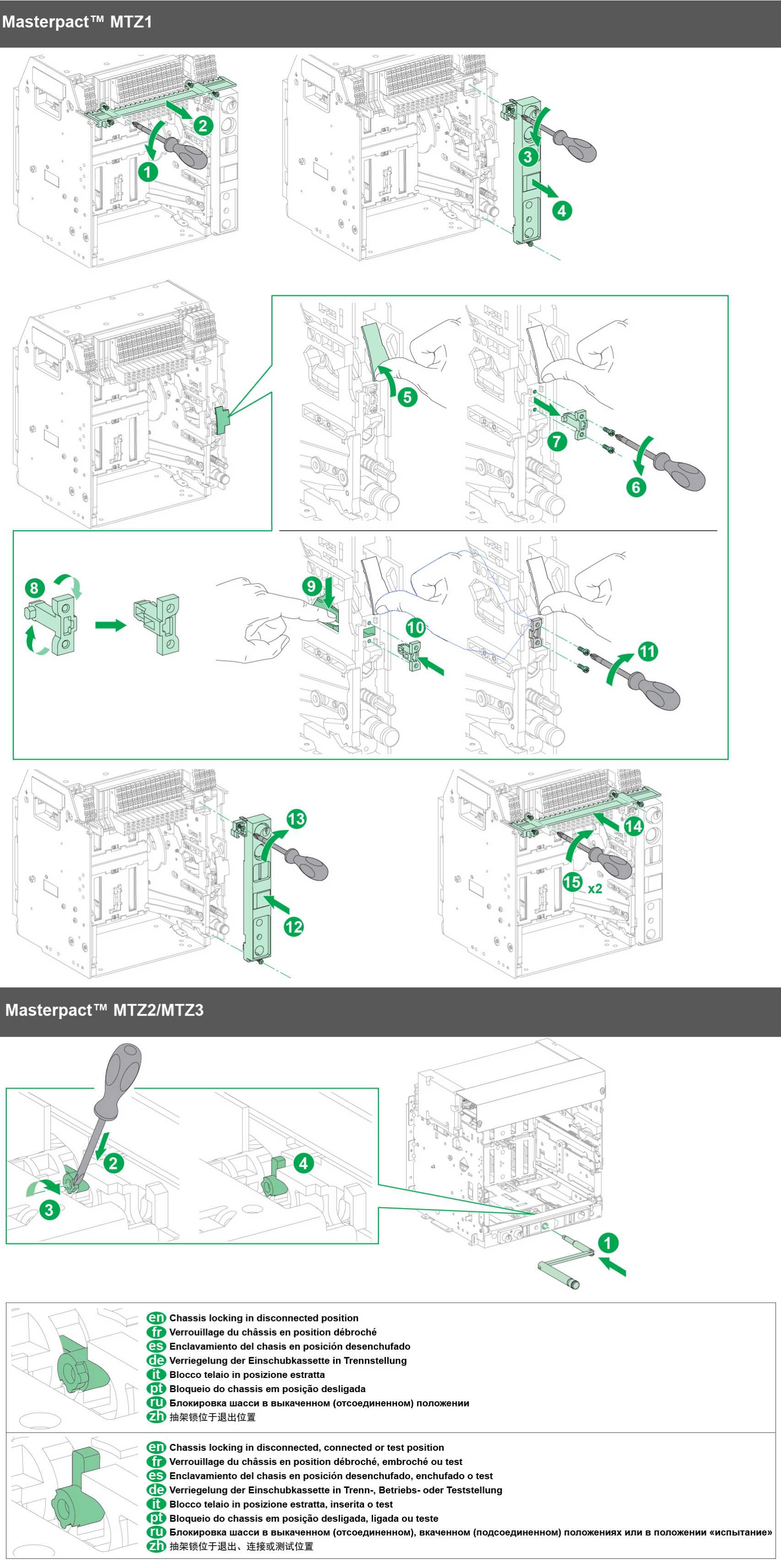 Schneider Electric - Lås for Innkoblet/Test/Frakoblet posisjon for masterpact MTZ effektbryter