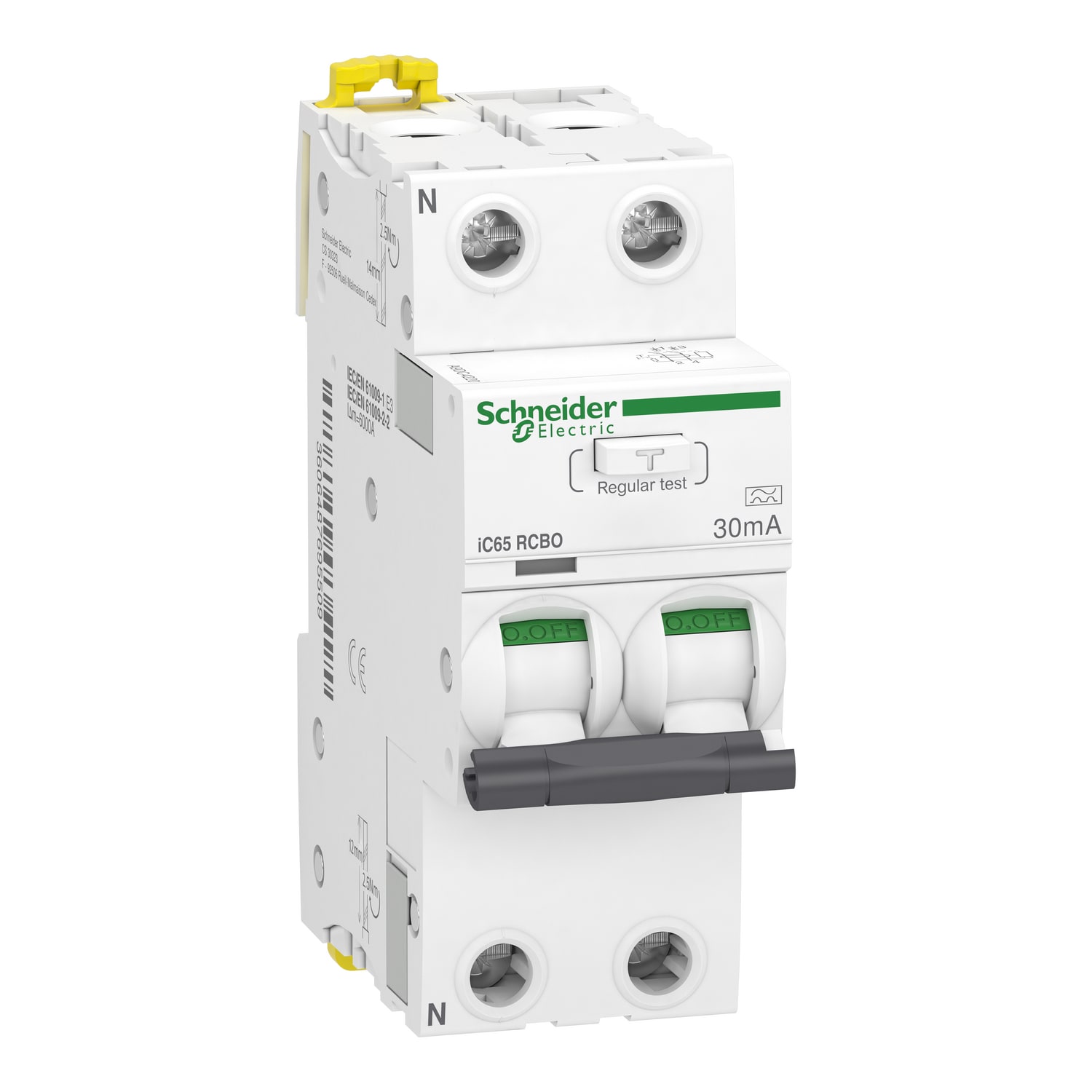 Schneider Electric - Acti9 iC65 RCBO 2P C 20A 30mA Jordfeilautomat I2=1,3