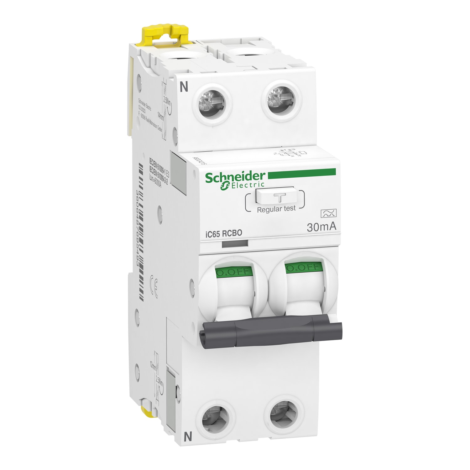 Schneider Electric - Acti9 iC65 RCBO 2P C 15A 30mA Jordfeilautomat I2=1,3