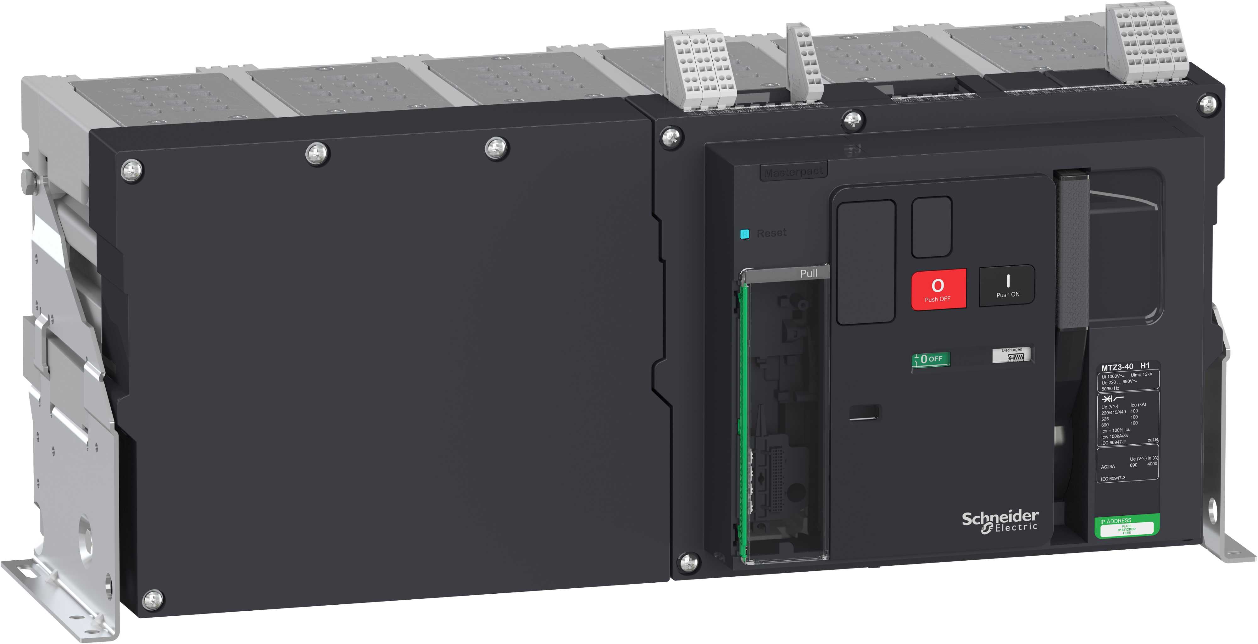 Schneider Electric - Effektbryter Masterpact MTZ3 40BH1 4000A 3p fastmontert uten vern og tilk.