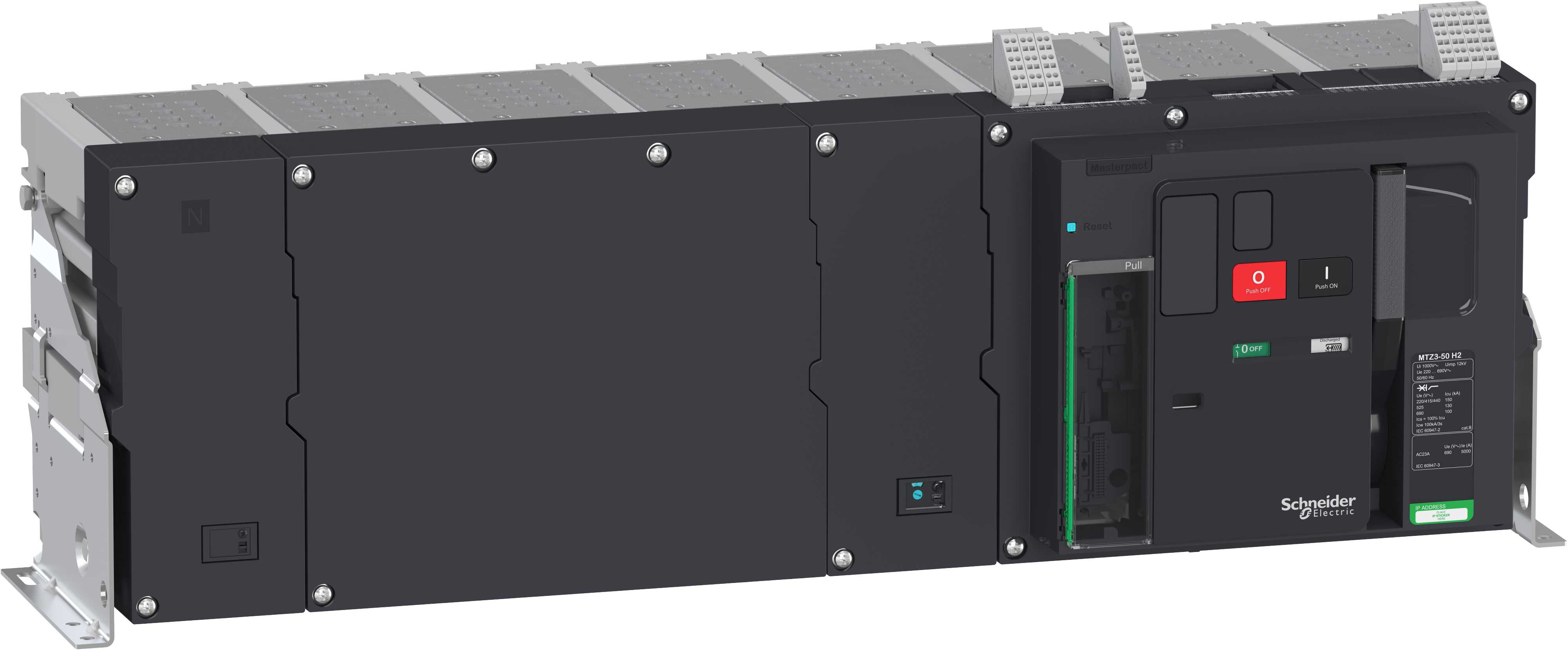 Schneider Electric - Effektbryter Masterpact  MTZ3 50H2 5000A 4p fastmontert uten vern og tilk.