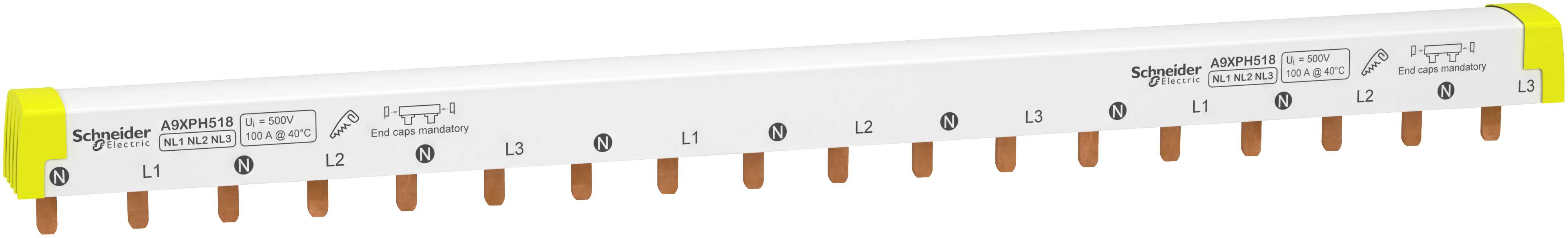 Schneider Electric - Samleskinne 4P NL1NL2NL3 - 18 moduler - iC60