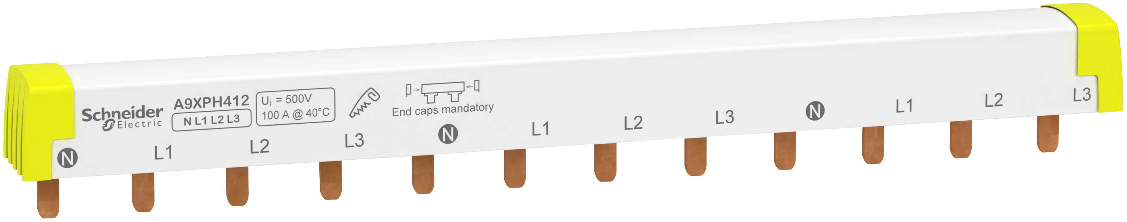 Schneider Electric - Samleskinne 4pol (N-L1-L2-L3), lengde 12 moduler