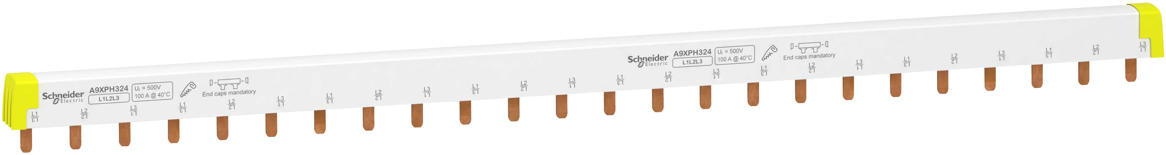 Schneider Electric - Samleskinne 3pol (L1-L2-L3), lengde 24 moduler