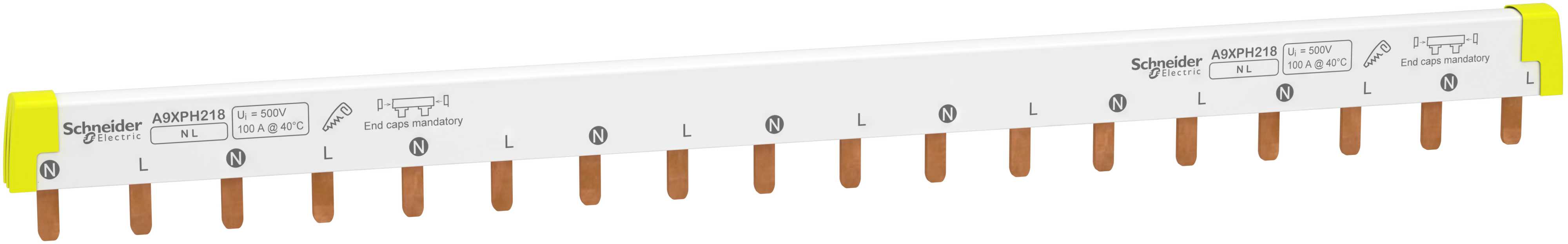 Schneider Electric - Samleskinne 2 pol (L1/N-L2) - 18 moduler - iC60