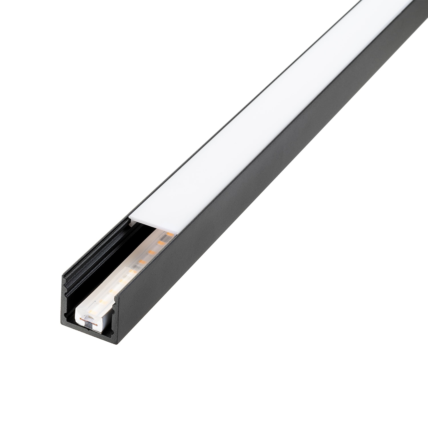 SG Armaturen - STRIPLINE 230V OUT PROFIL SORT 1,8 MTR. m/ SKJERM OPAL