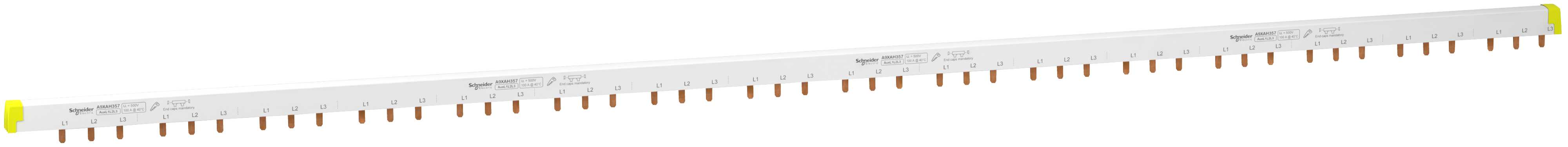 Schneider Electric - Samleskinne 3 pol for 3 pol automat. (L1-L-2-L3)+9mm hjelpekontakt, lengde 57 moduler
