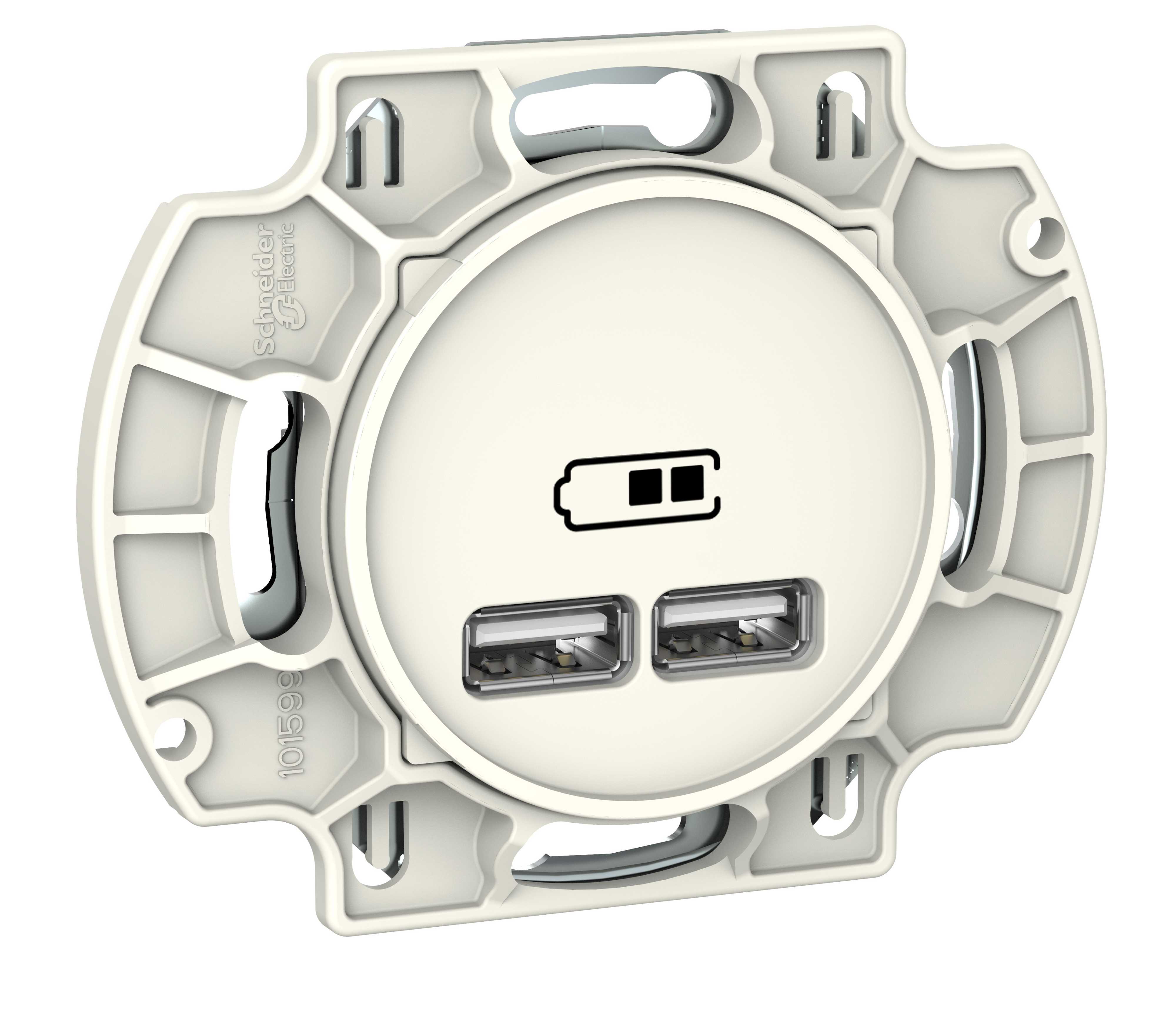 Schneider Electric - Robust dobbel USB uttak 2,1A hvit