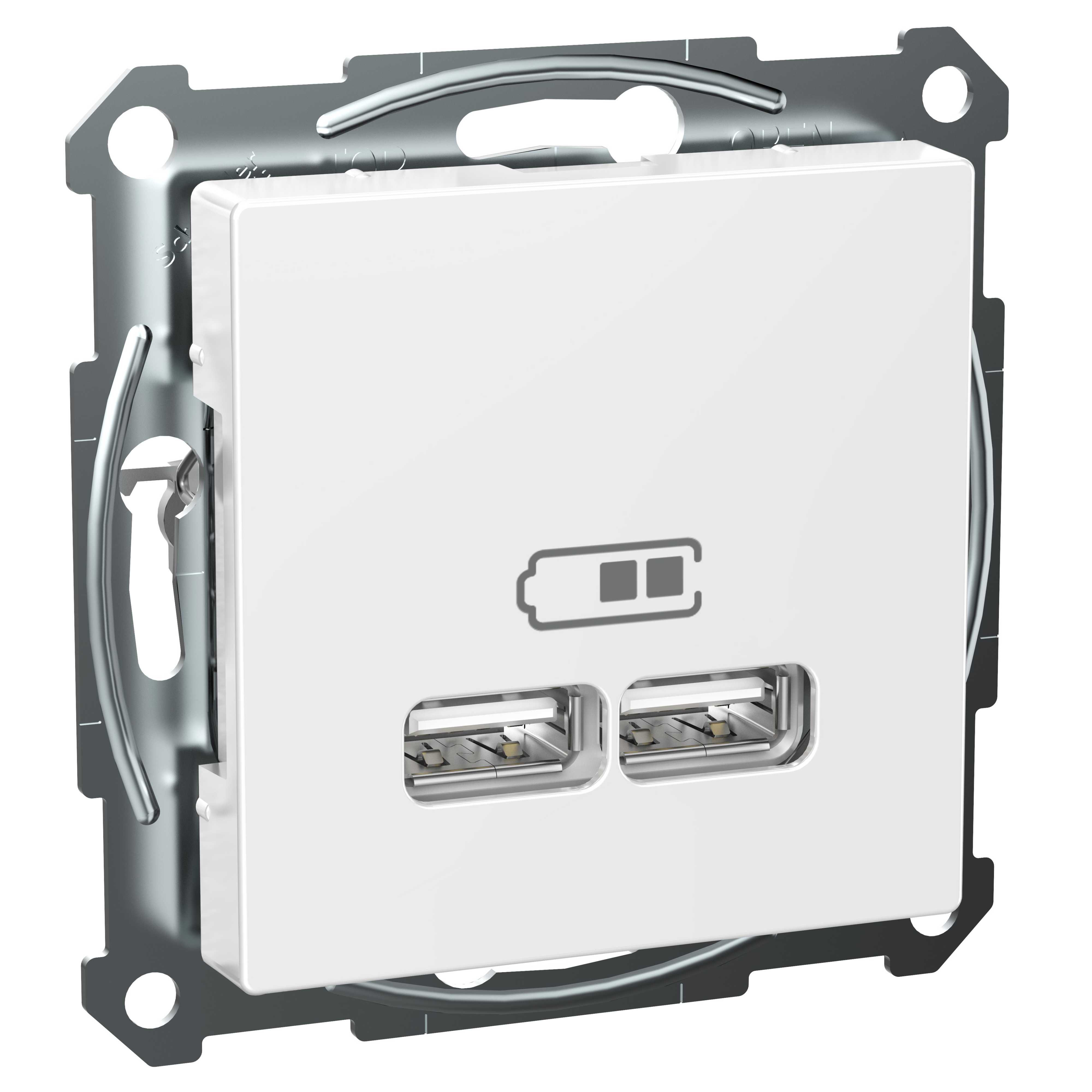 Schneider Electric - Exxact dobbel USB A+A uttak 2,1A hvit