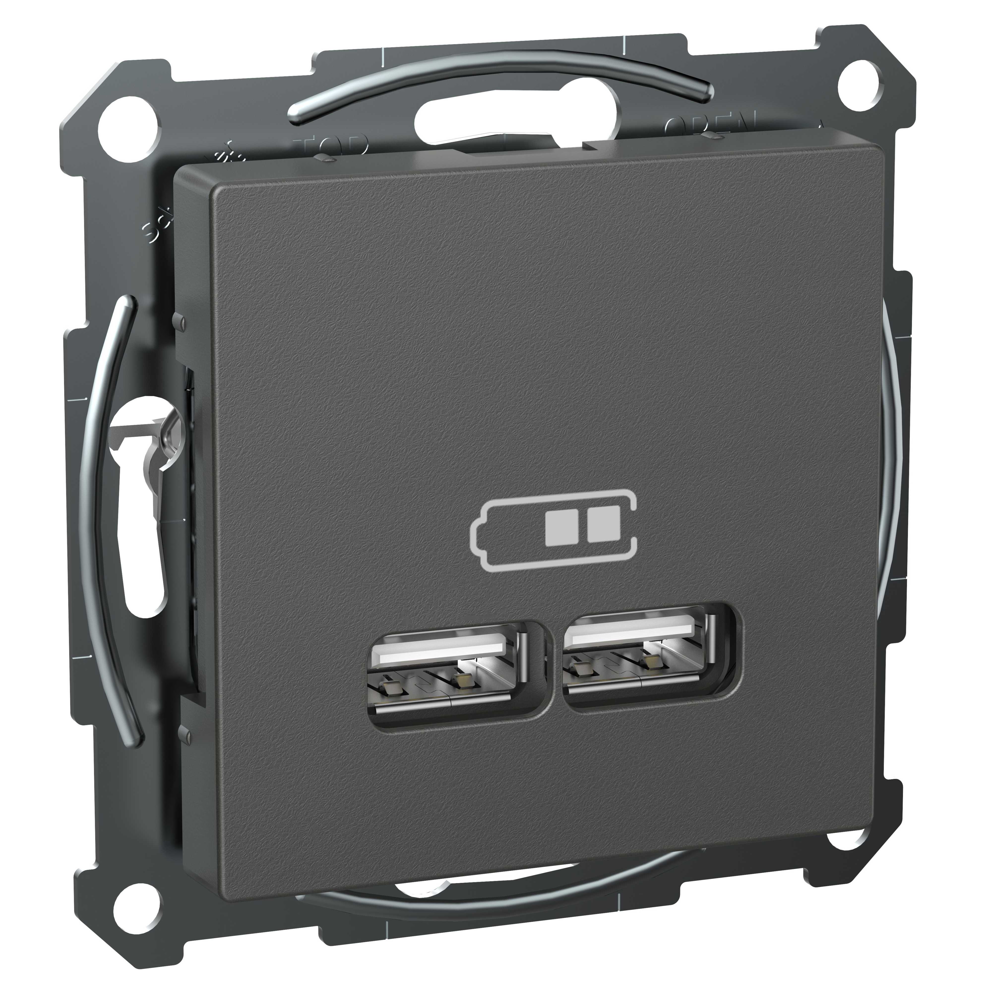 Schneider Electric - Exxact dobbel USB A+A uttak 2,1A antrasitt