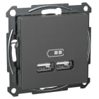 Schneider Electric - Exxact dobbel USB A+A uttak 2,1A antrasitt