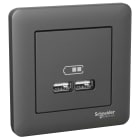 Schneider Electric - Exxact dobbel USB A+A uttak 2,1A antrasitt