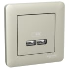 Schneider Electric - Exxact dobbel USB A+A uttak 2,1A metall