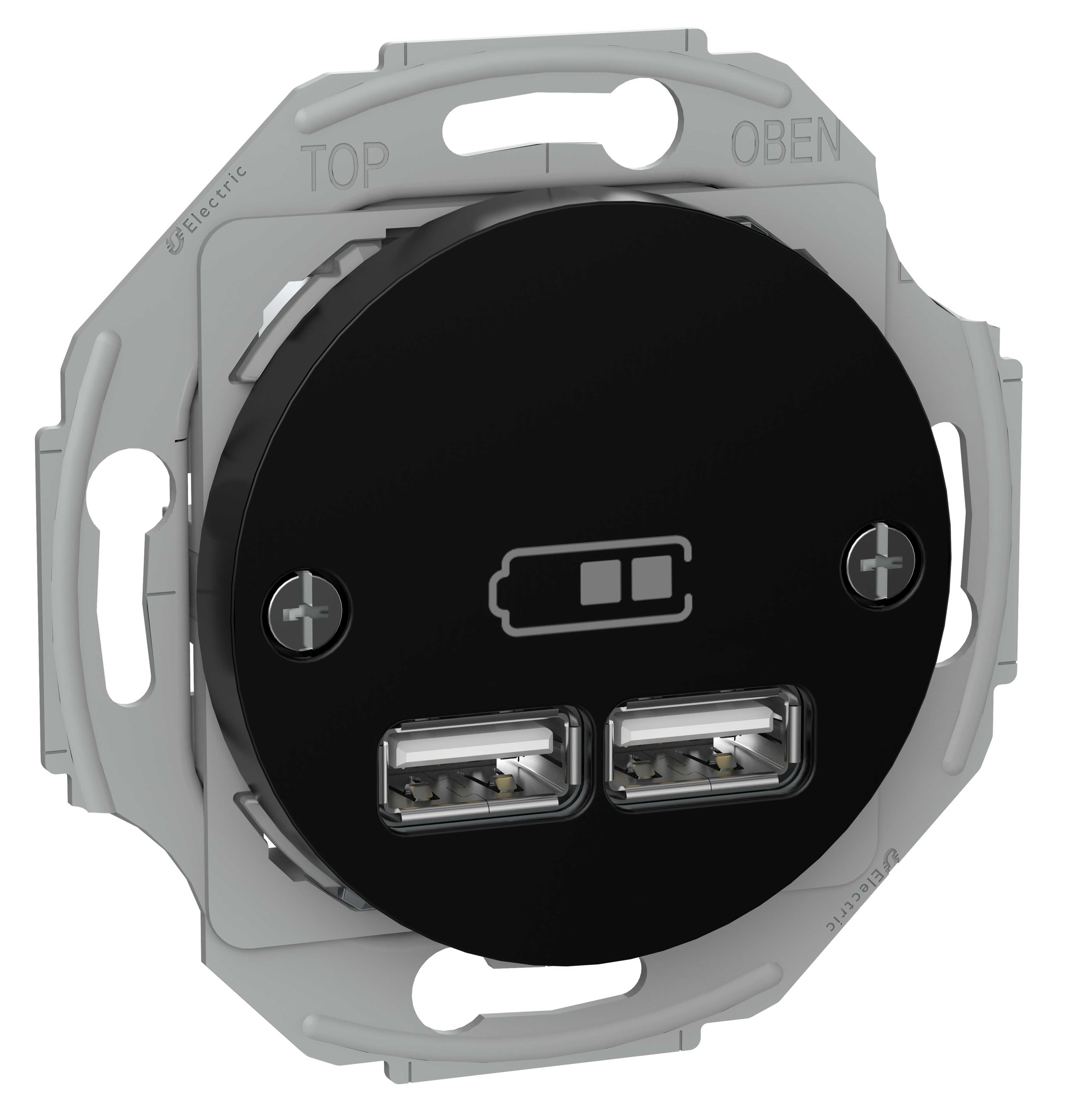Schneider Electric - Renova dobbel USB uttak 2,1A sort